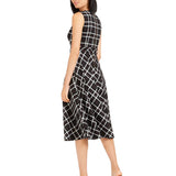 Calvin Klein Women's Plaid Fit & Flare Midi Dress Black Size 16