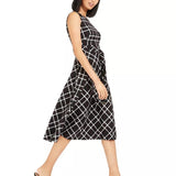 Calvin Klein Women's Plaid Fit & Flare Midi Dress Black Size 16
