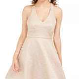 Teeze Me Juniors' Allover-Glitter Fit & Flare Dress Gold Size 1