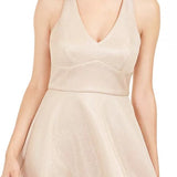 Teeze Me Juniors' Allover-Glitter Fit & Flare Dress Gold Size 1