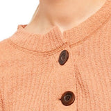 Free People Women's Brown Long Sleeve Jewel Neck Top Pink Size Medium