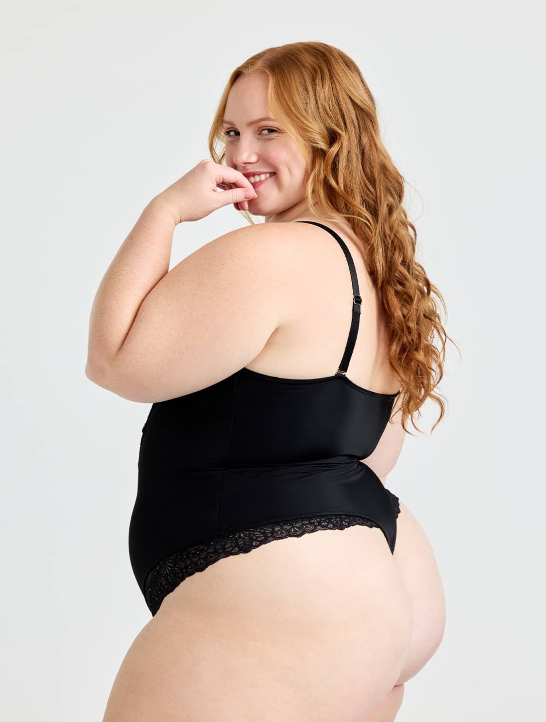 V-Neck Half Laced Bodysuit | Includes Plus Size