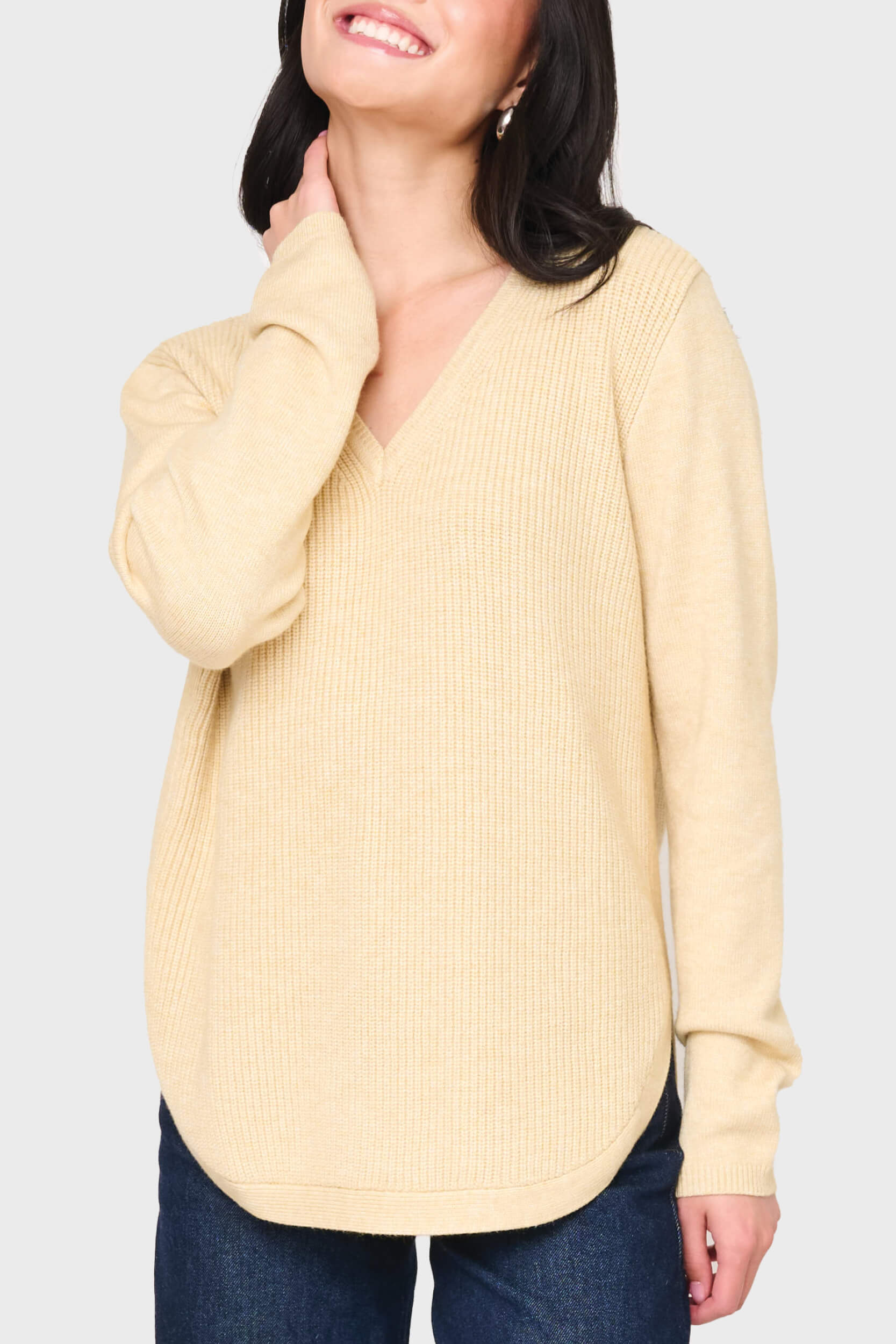 V-neck Ribbed Relaxed Sweater