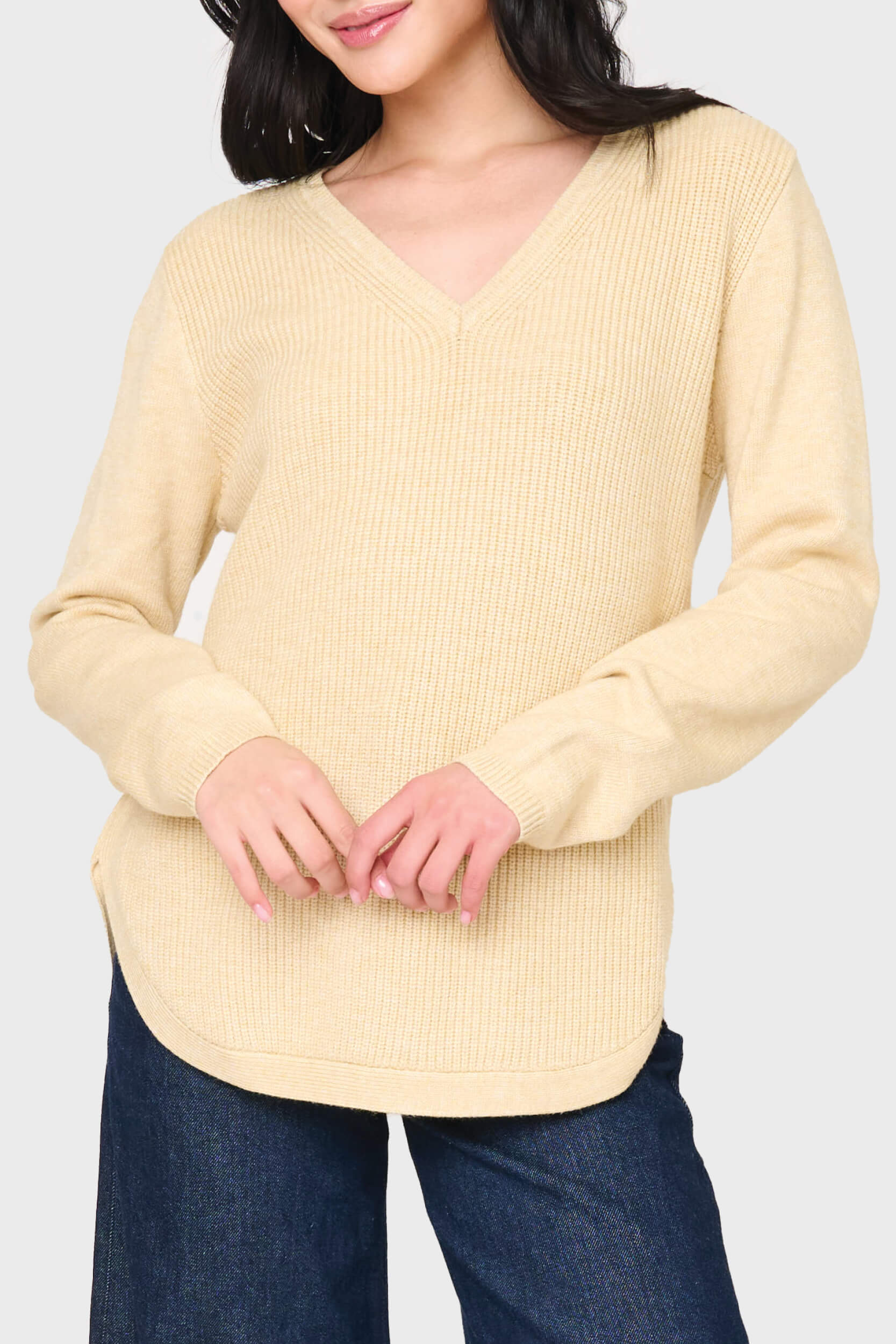 V-neck Ribbed Relaxed Sweater