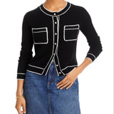 C by Bloomingdale's Cashmere Long Sleeve Tuck Stitch Cashmere Cardigan Sweater Black Size L