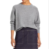 C by Bloomingdale's Cashmere Rolled Edge Crewneck Cashmere Sweater Gray Size L