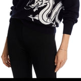 Aqua Cashmere Wrap Around Dragon Intarsia Crewneck Cashmere Sweater Black Size S