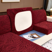 Striped Jacquard Fleece Furniture Covers Stretchable Non-slip Cushion Covers For L-shaped Couch, Pets
