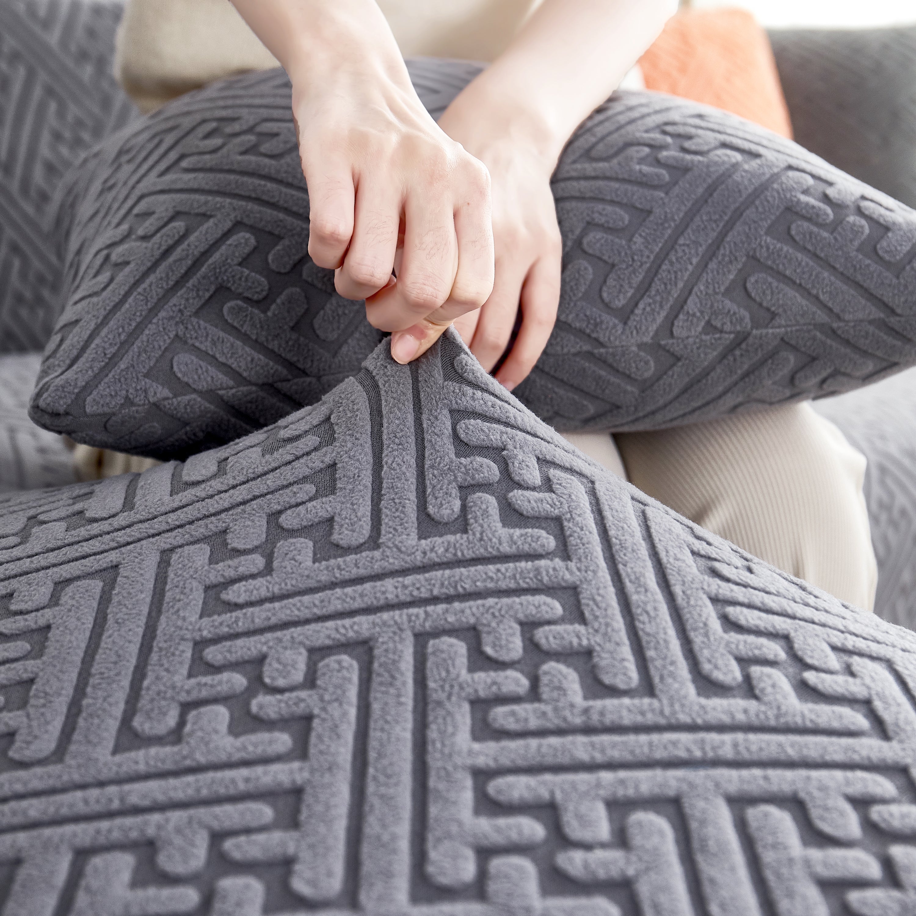L Shape Sectional Sofa Cover Soft Stretch Furniture Protector Couch Slipcover With 1pcs Free Pillowcases