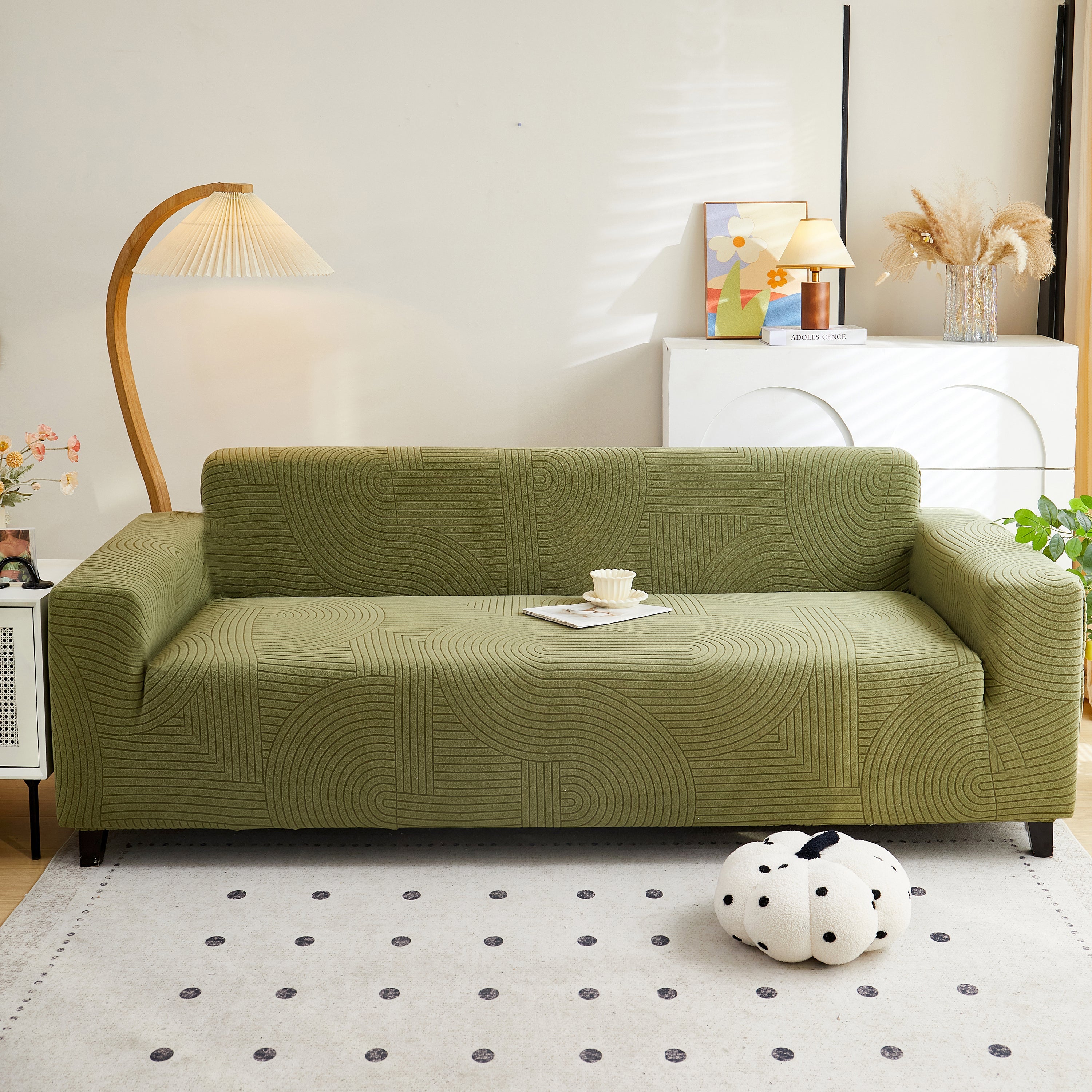 Fleece Stretch Sofa Slipcover Washable Soft Spandex Couch Cover Furniture Protector