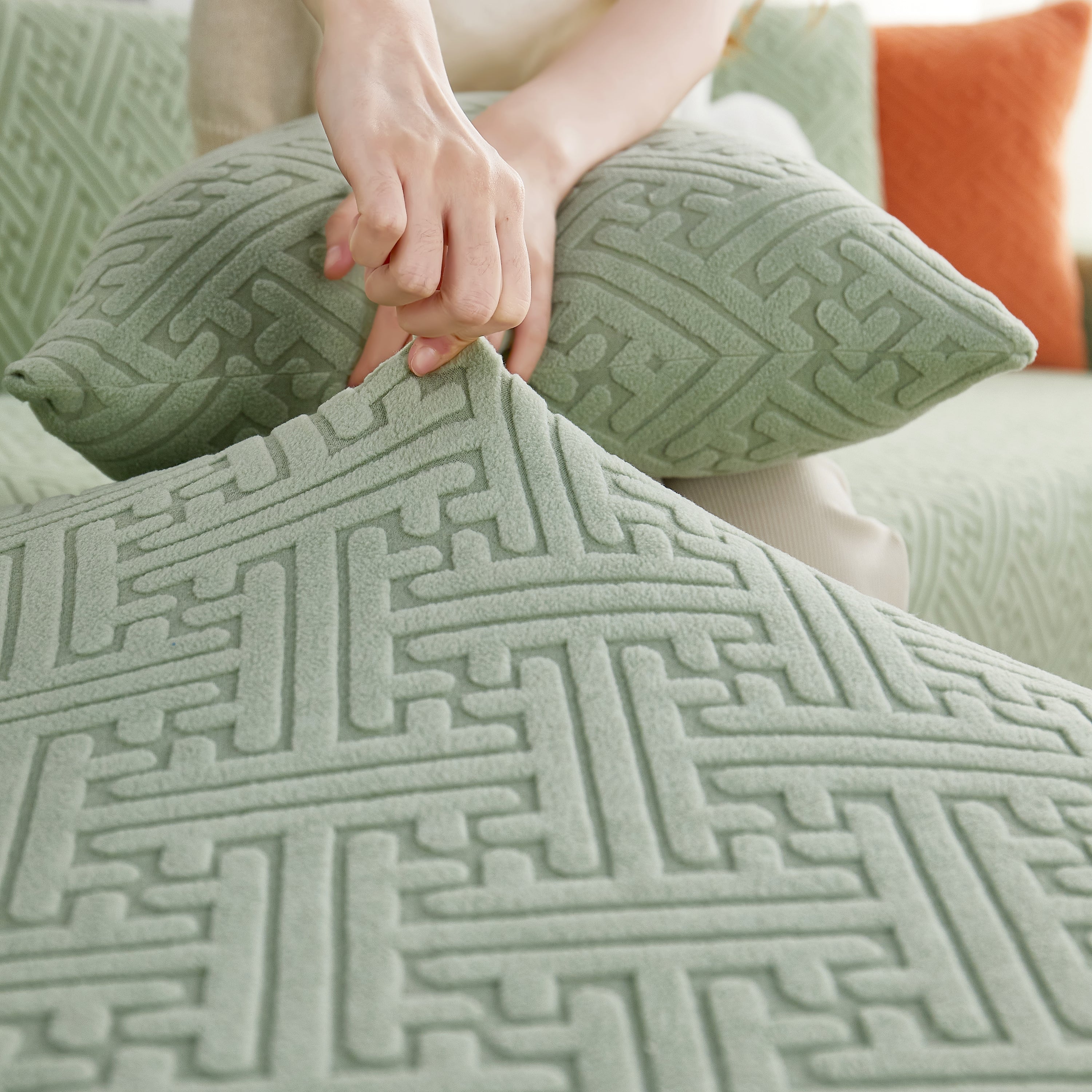 L Shape Sectional Sofa Cover Soft Stretch Furniture Protector Couch Slipcover With 1pcs Free Pillowcases