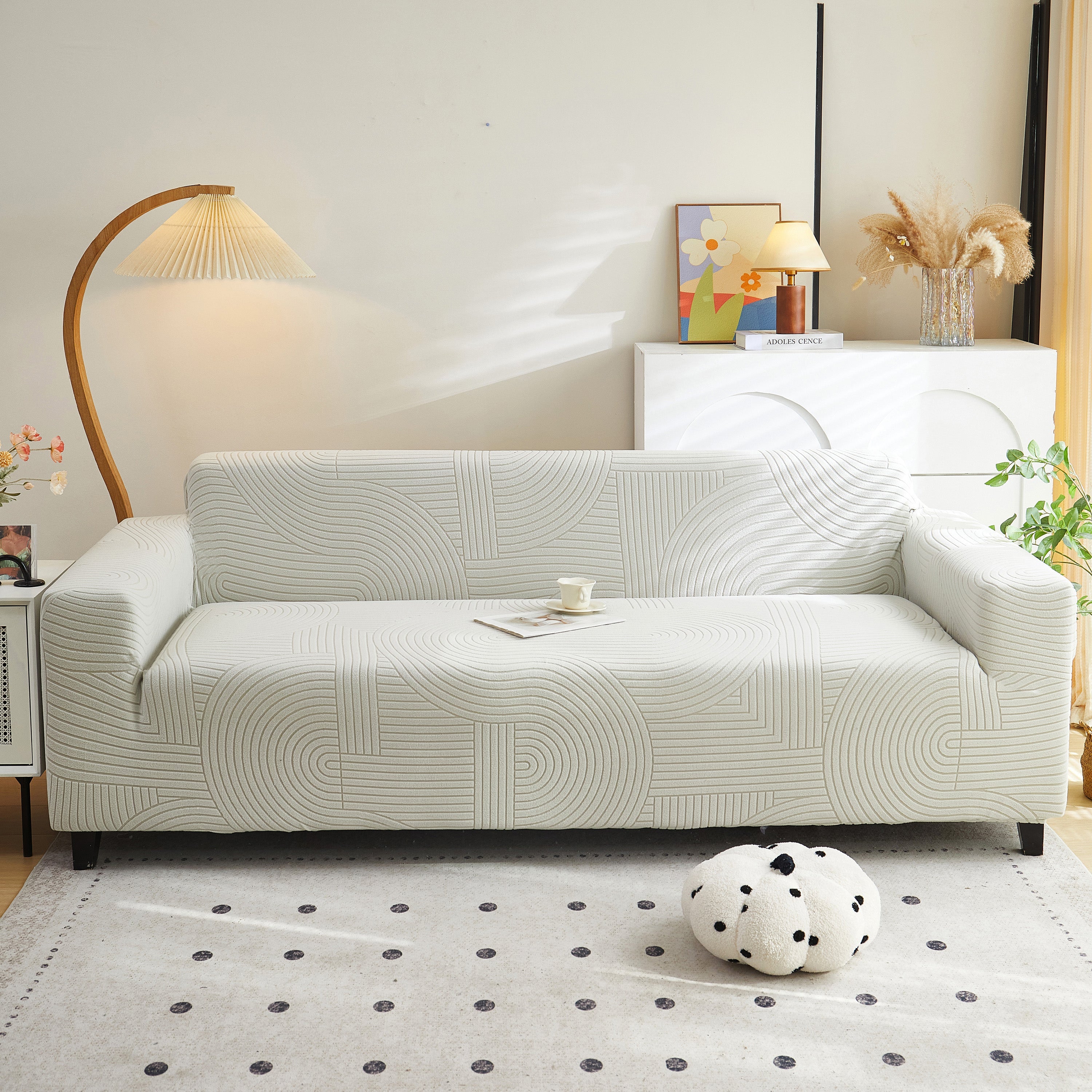 Fleece Stretch Sofa Slipcover Washable Soft Spandex Couch Cover Furniture Protector