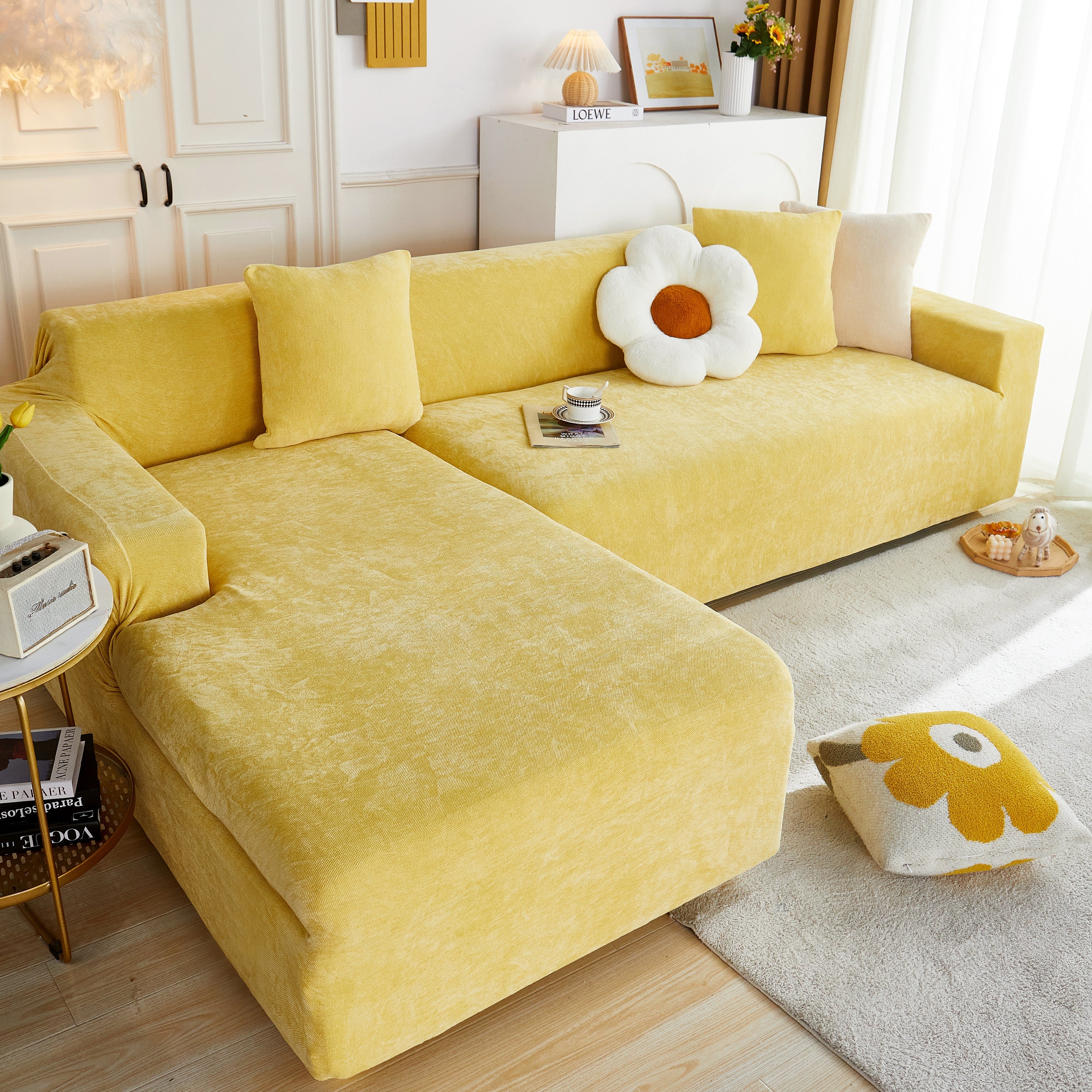 L Shape Couch Cover Stretch Soft Sectional Sofa Cover Furniture Protector Slipcover For Couch With 1pcs Free Pillowcases