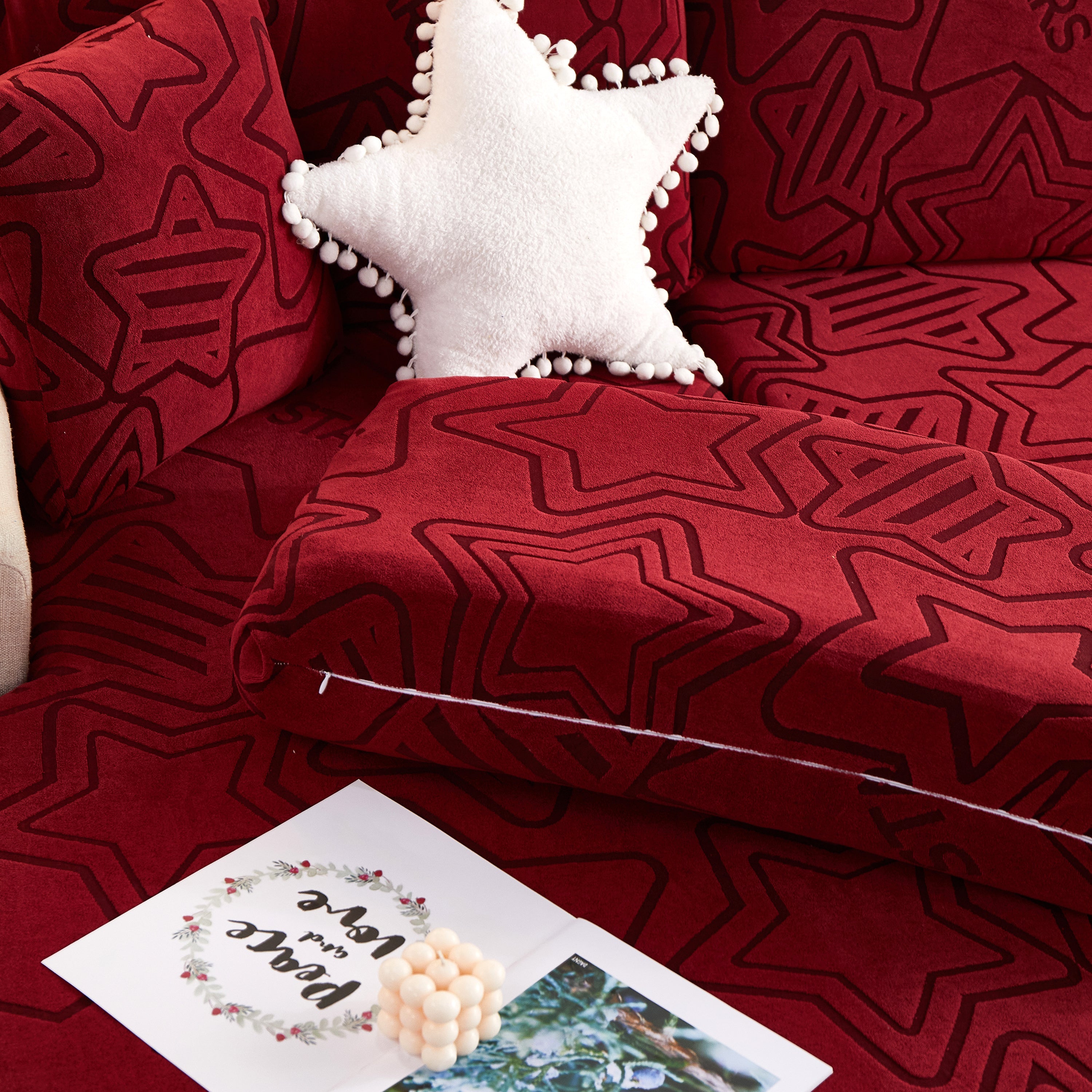 Starry Sky Jacquard Fleece Stretchable Non-slip Cushion Covers Furniture Covers For L-shaped Couch