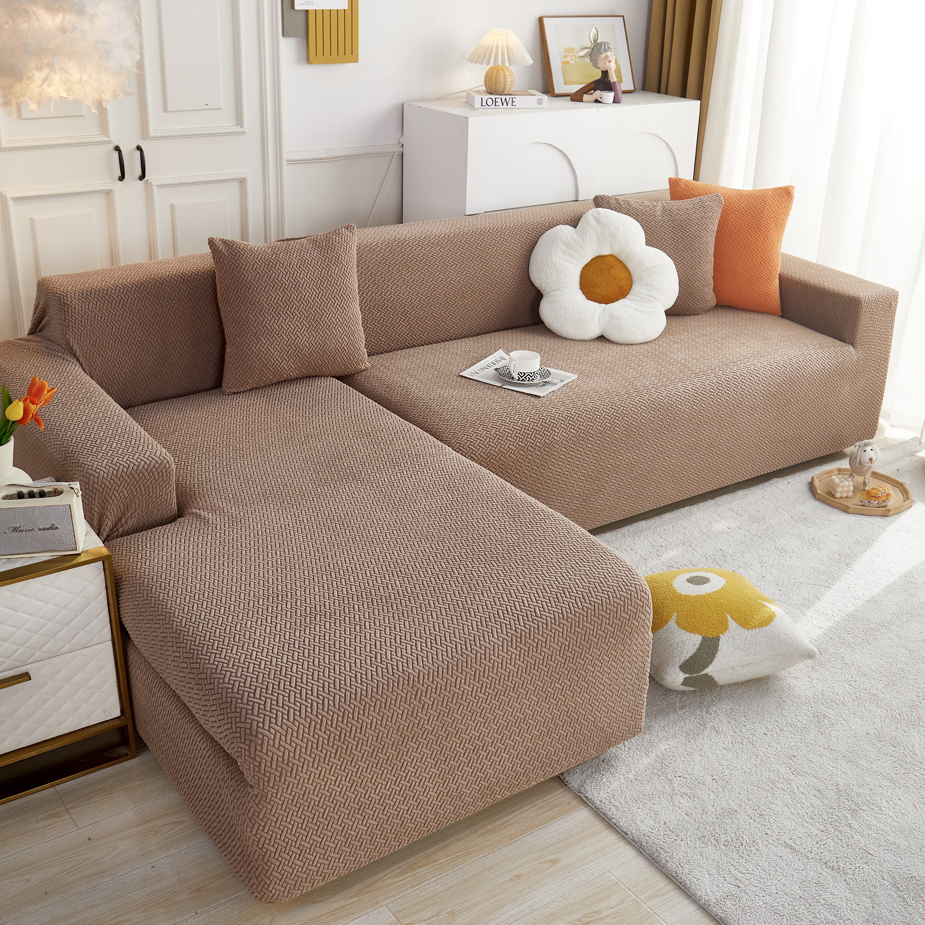 L Shape Couch Covers Stretch Slipcovers Furniture Protector With 1pcs Free Pillowcases