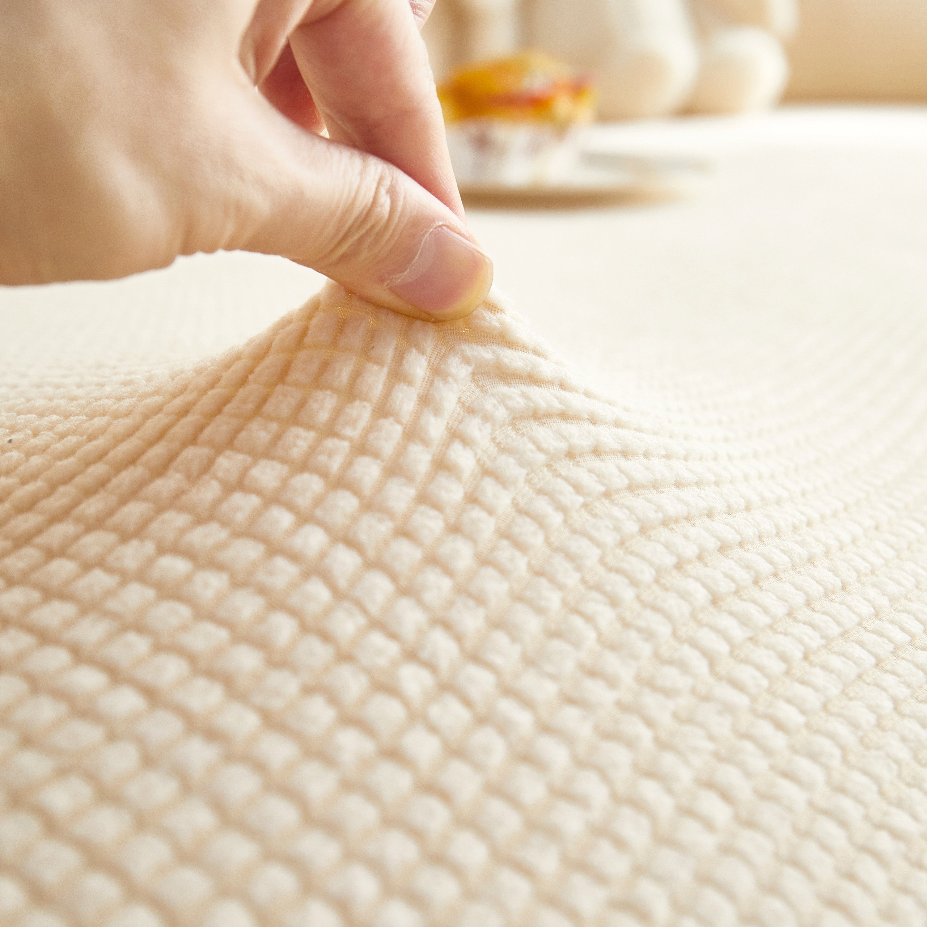 Grid Textured Stretch Sofa Cover, Soft Elastic Slipcover For Couch Protection