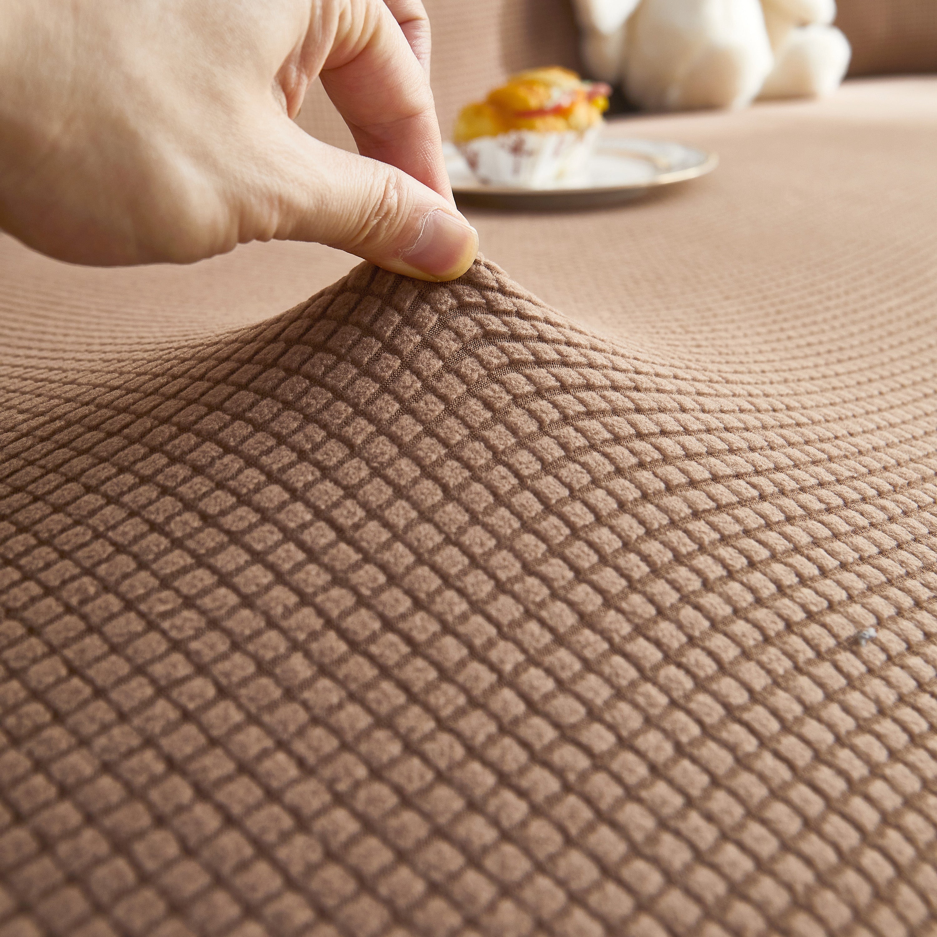 Grid Textured Stretch Sofa Cover, Soft Elastic Slipcover For Couch Protection