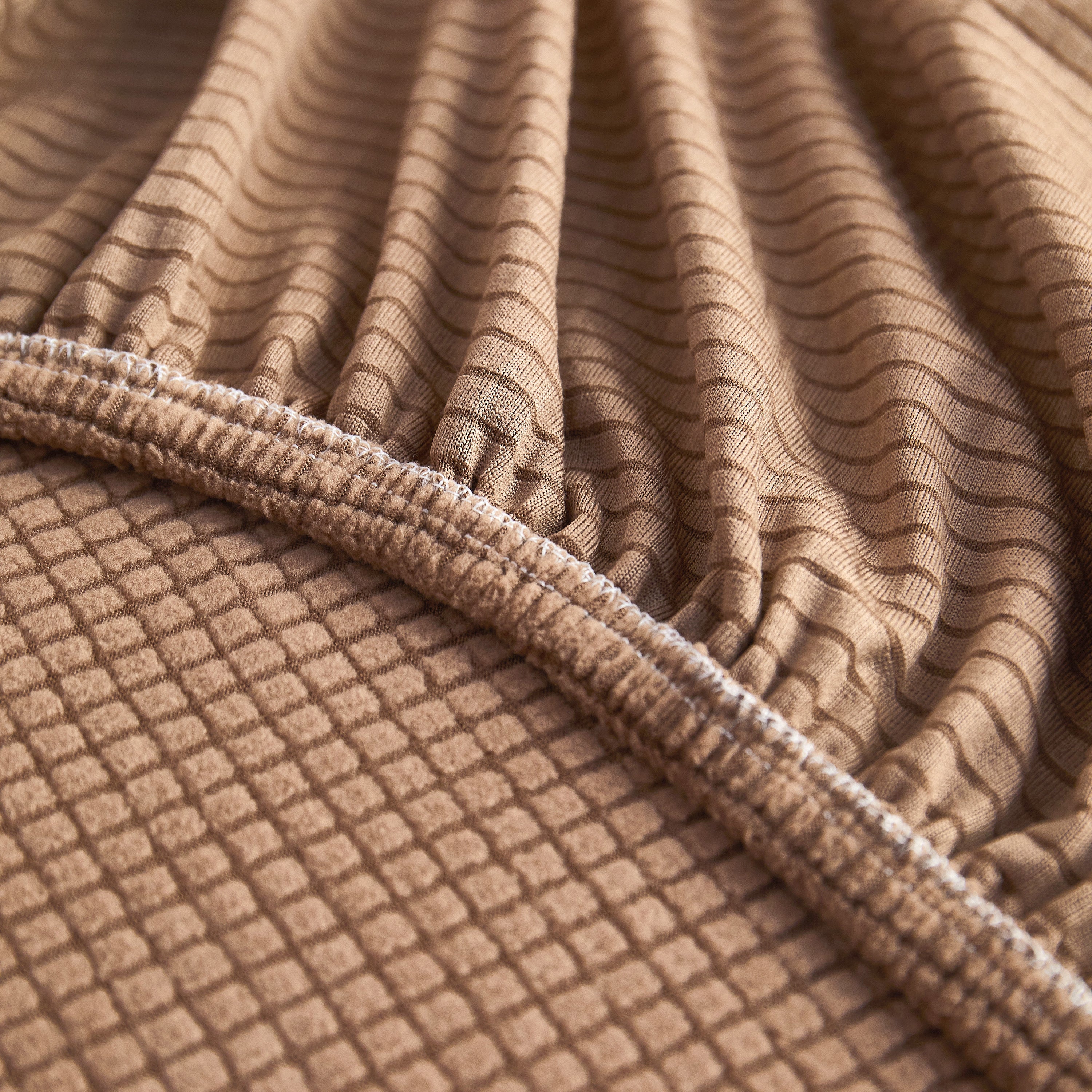 Grid Textured Stretch Sofa Cover, Soft Elastic Slipcover For Couch Protection