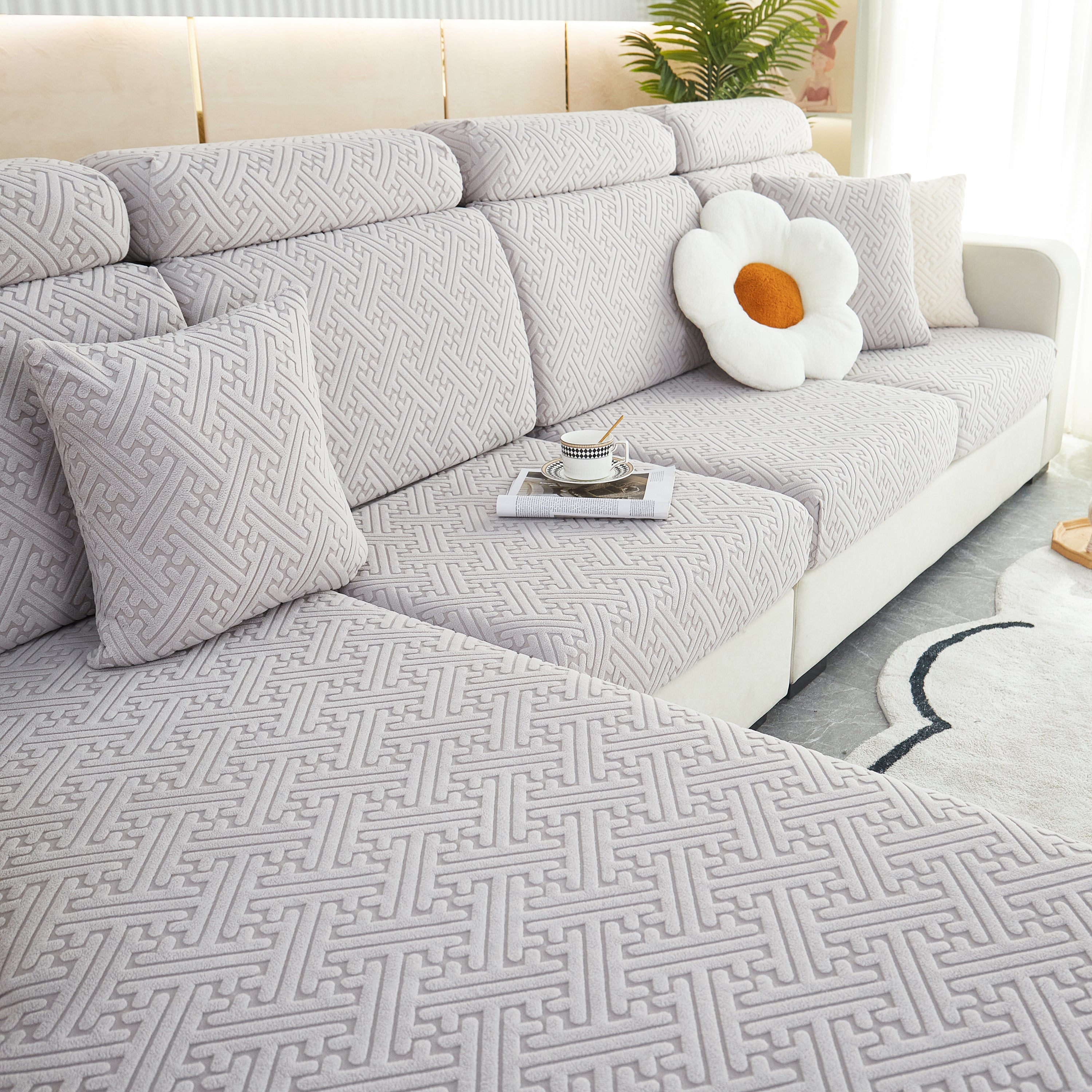Polar Fleece Couch Cushion Covers, Stretch Sofa Seat Cushion Covers, Elastic Furniture Protector For Pets, Kid