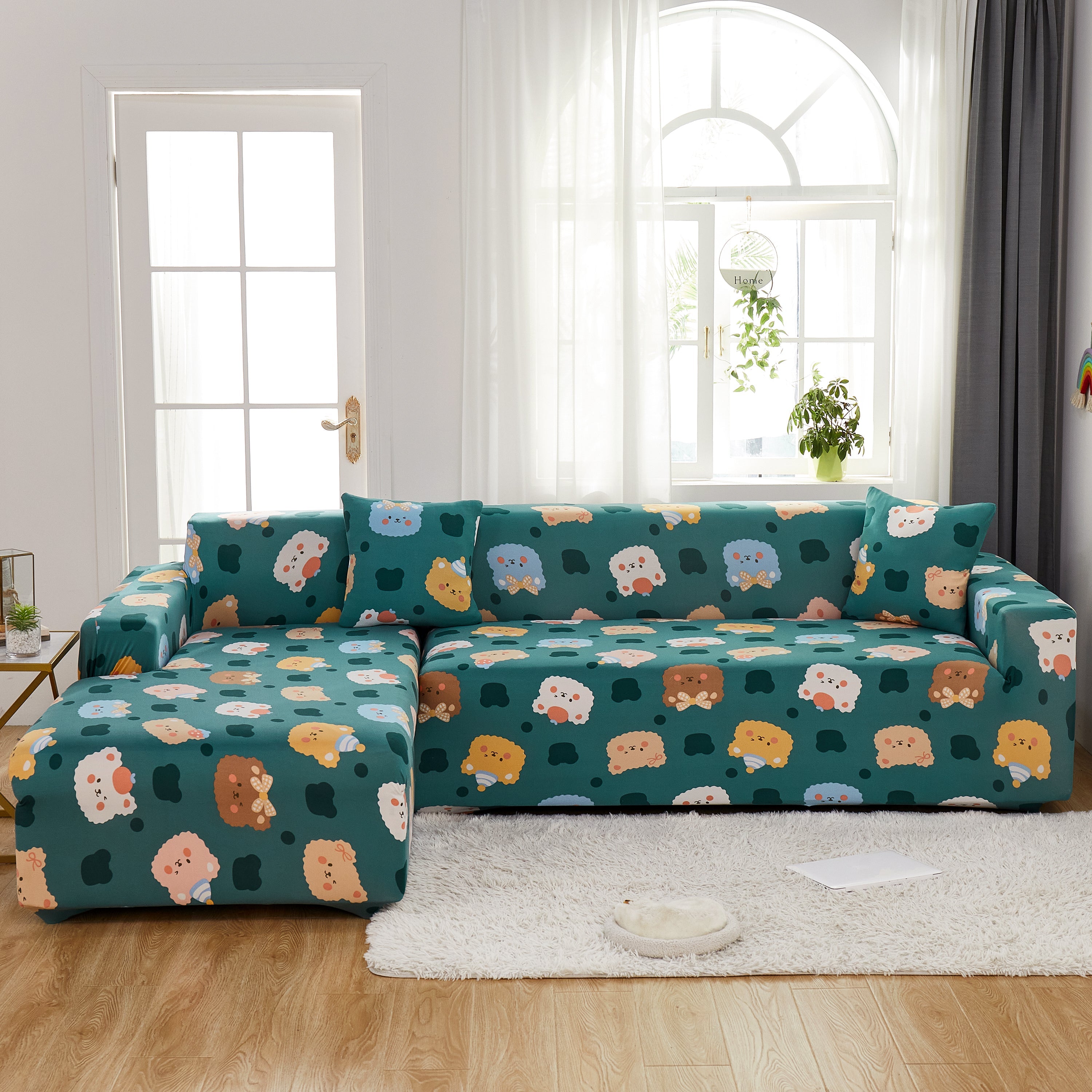 Stretch Sofa Covers For Sectional Couch, Washable Non Slip Slipcovers With Pillowcases