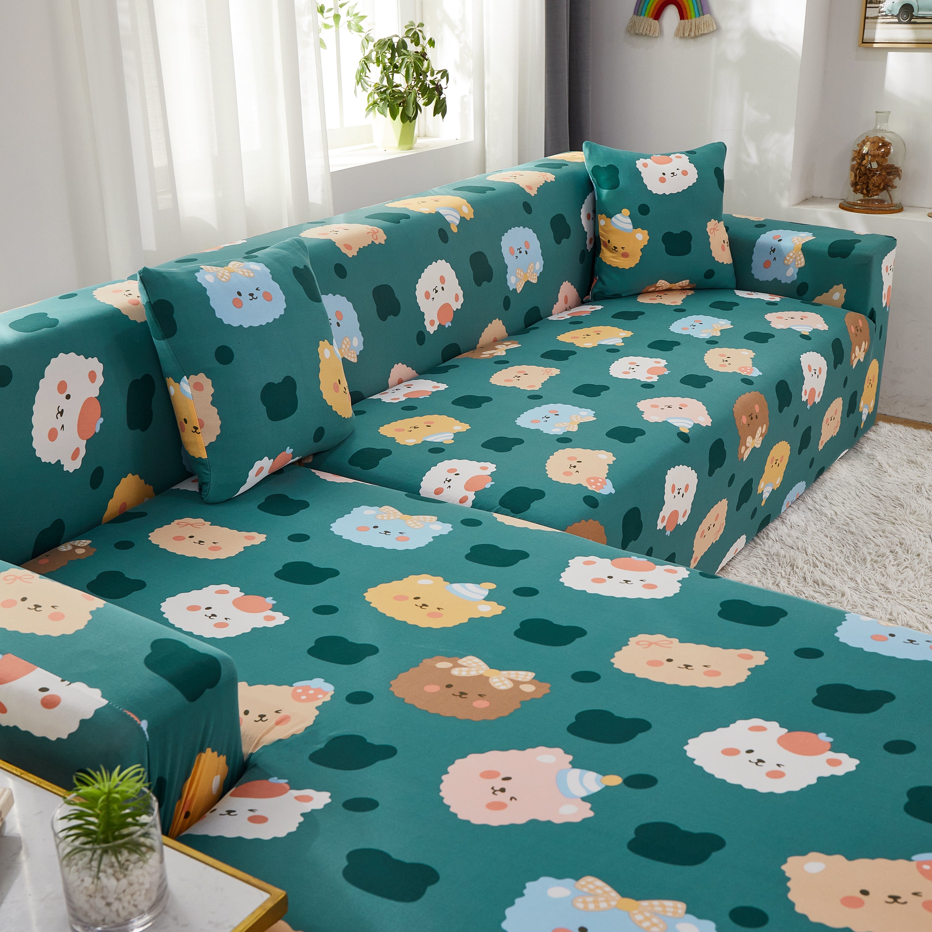 Stretch Sofa Covers For Sectional Couch, Washable Non Slip Slipcovers With Pillowcases