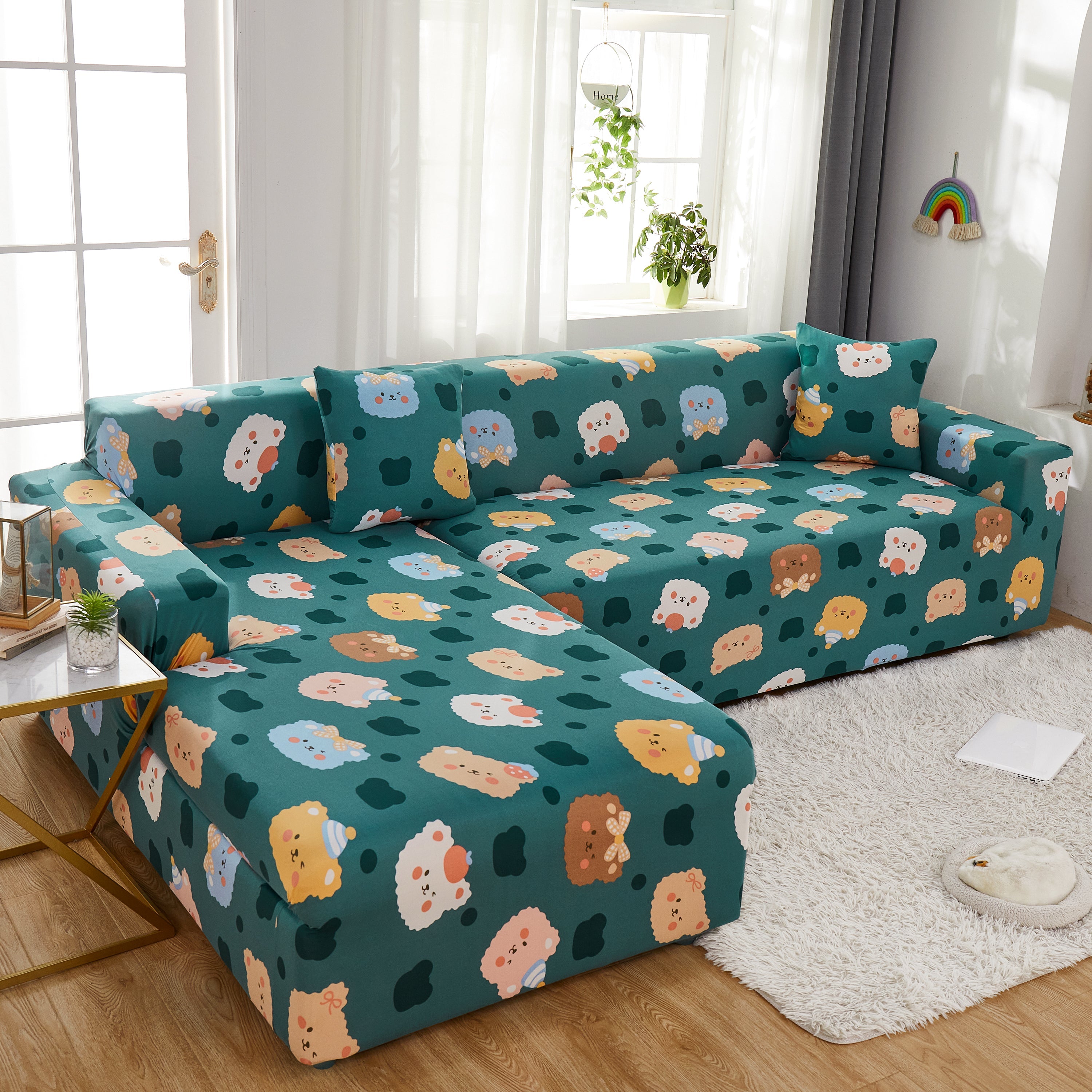 Stretch Sofa Covers For Sectional Couch, Washable Non Slip Slipcovers With Pillowcases