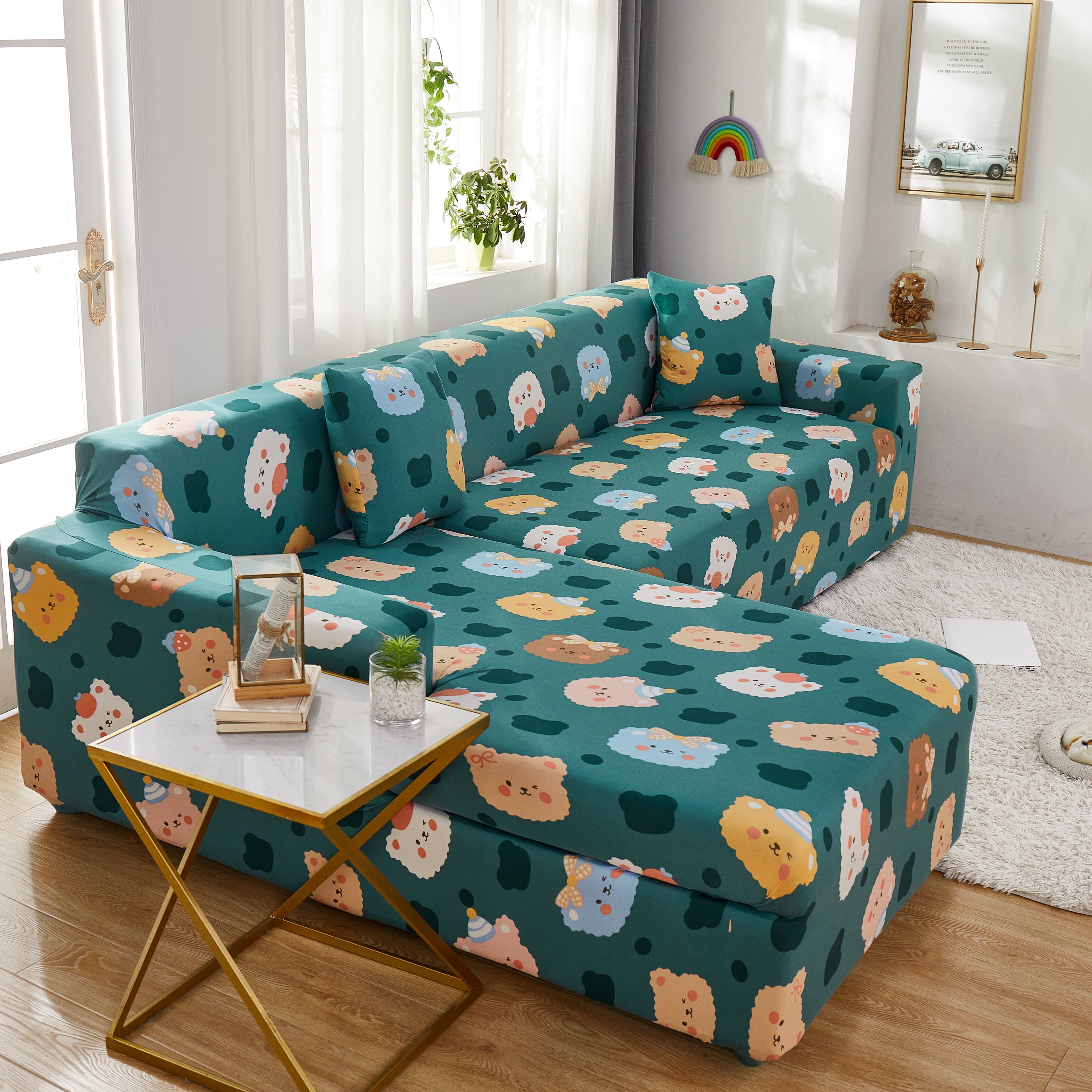 Stretch Sofa Covers For Sectional Couch, Washable Non Slip Slipcovers With Pillowcases