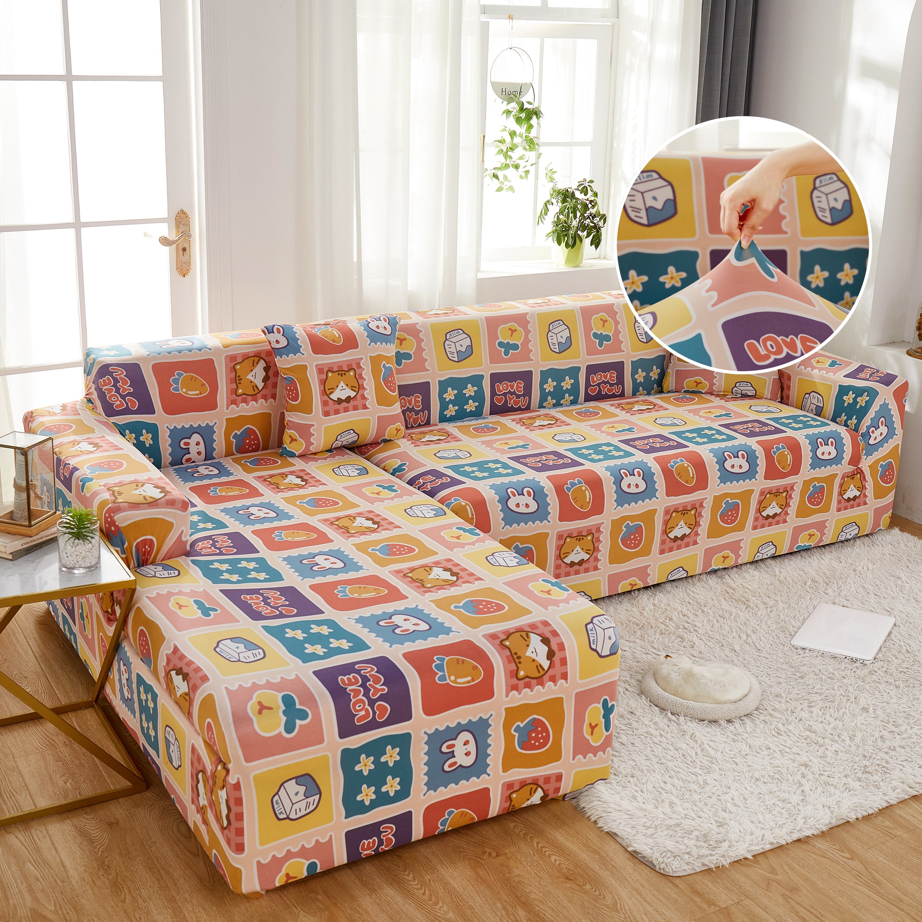 Sectional Sofa Covers, Super Stretch L Shape Couch Cover, Non Slip Slipcover With Elastic Bottom, Ideal For 1/2/3/4/5 Seater Sofas, Kids