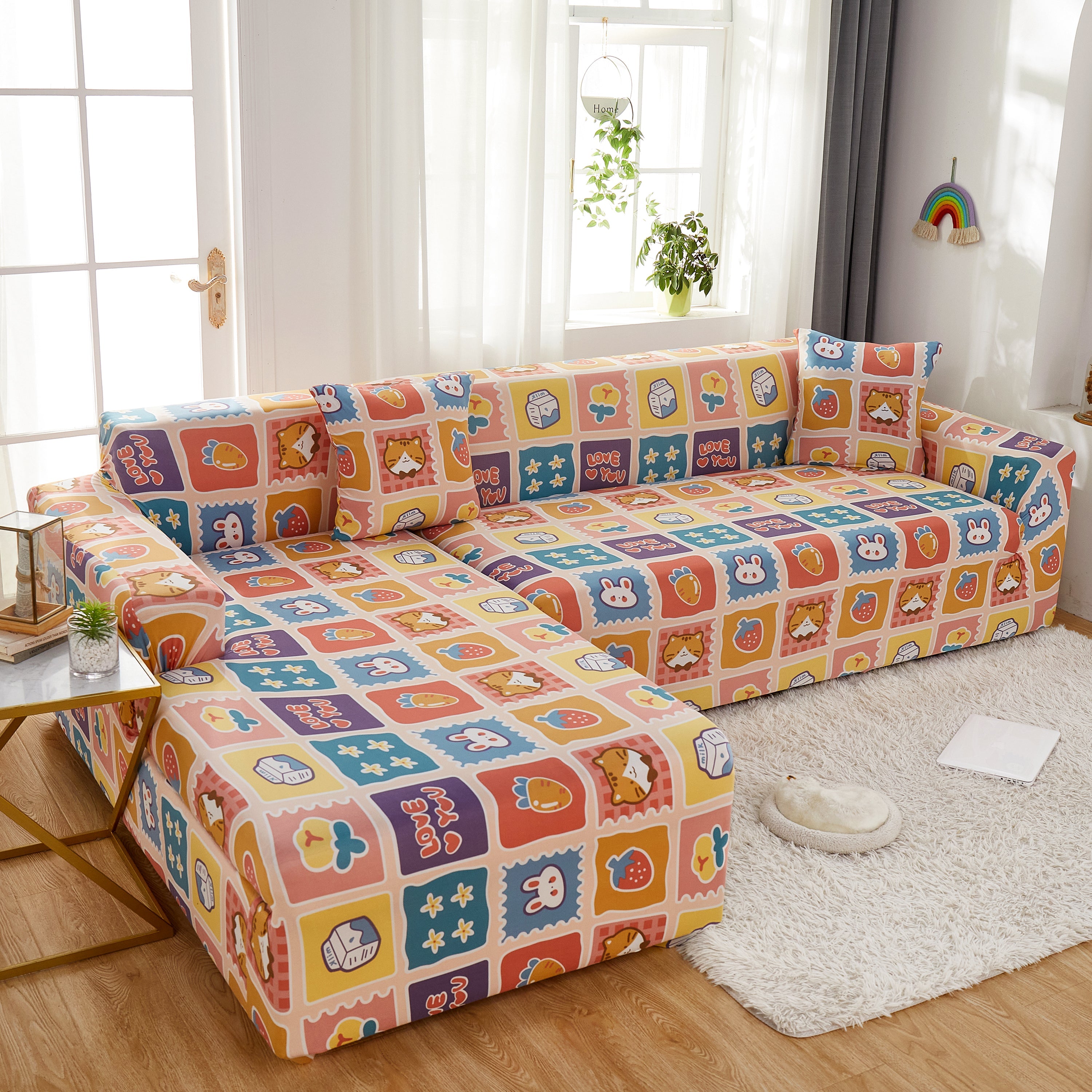 Sectional Sofa Covers, Super Stretch L Shape Couch Cover, Non Slip Slipcover With Elastic Bottom, Ideal For 1/2/3/4/5 Seater Sofas, Kids