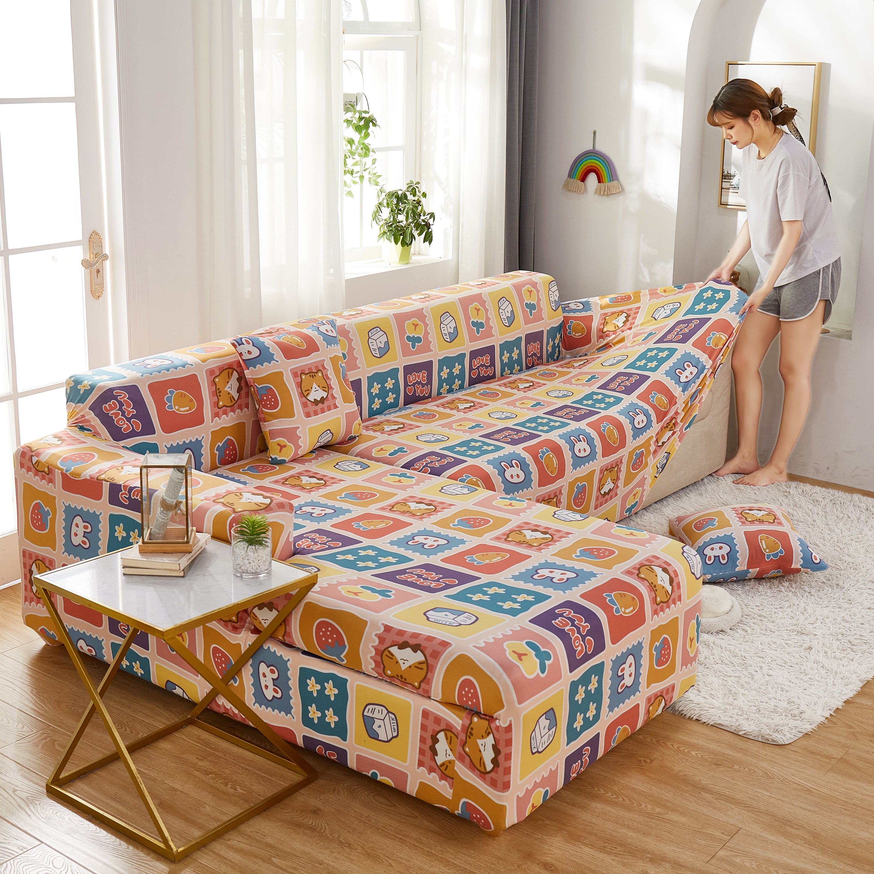 Sectional Sofa Covers, Super Stretch L Shape Couch Cover, Non Slip Slipcover With Elastic Bottom, Ideal For 1/2/3/4/5 Seater Sofas, Kids