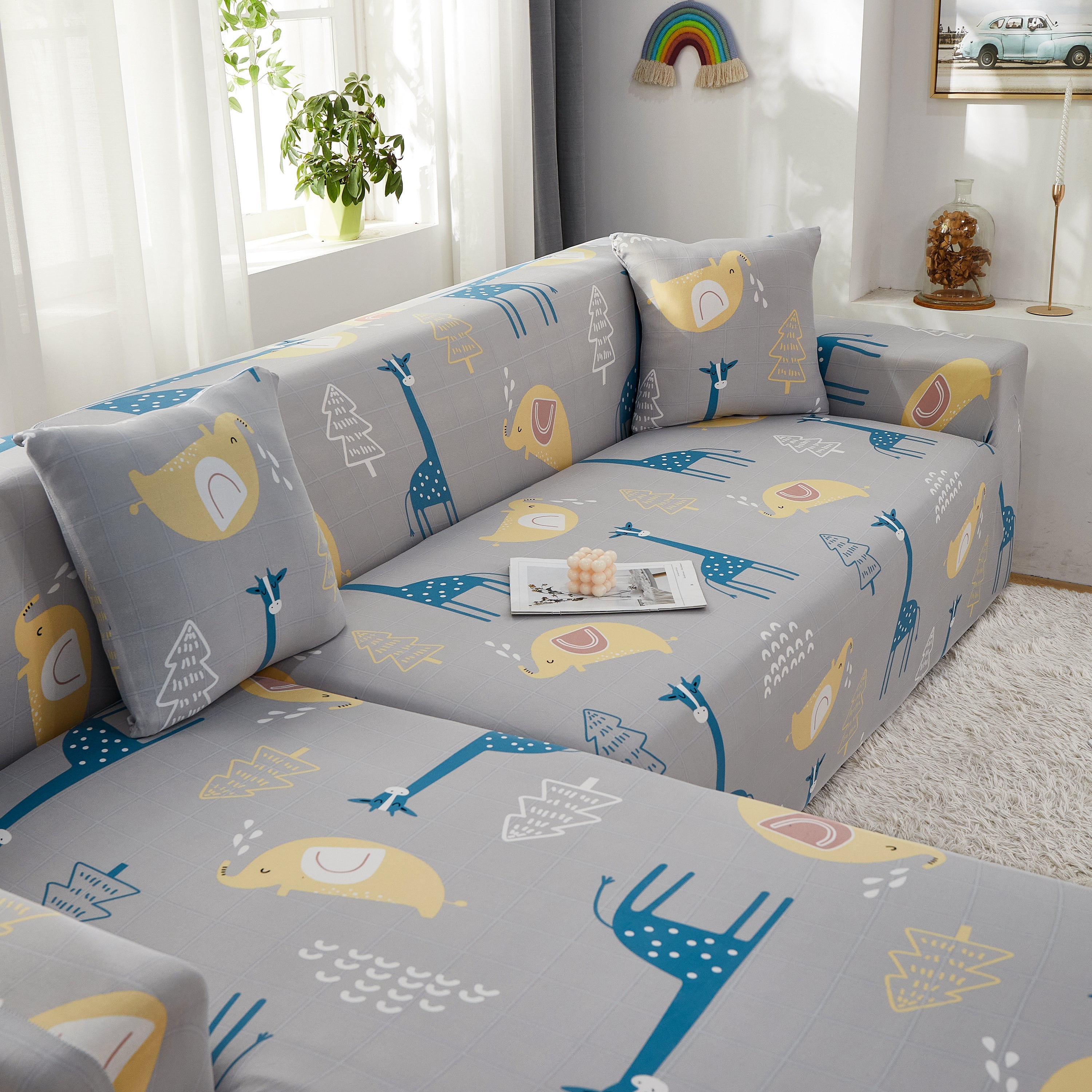 Stretch Slipcover For L Shape Sectional Sofa, Durable & Washable Furniture Protector With Elastic Bottom - Great For Pets & Kids