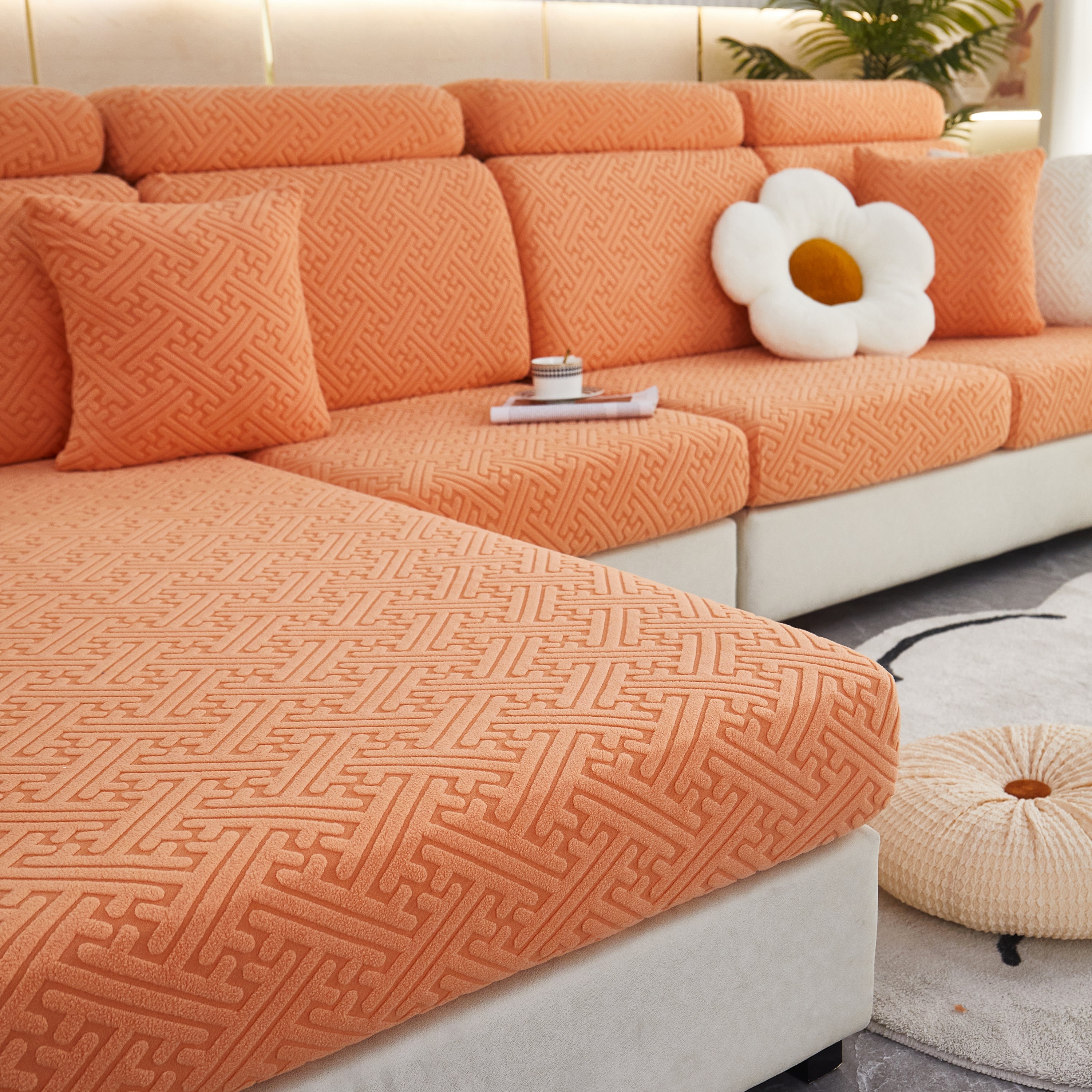 Polar Fleece Couch Cushion Covers, Stretch Sofa Seat Cushion Covers, Elastic Furniture Protector For Pets, Kid