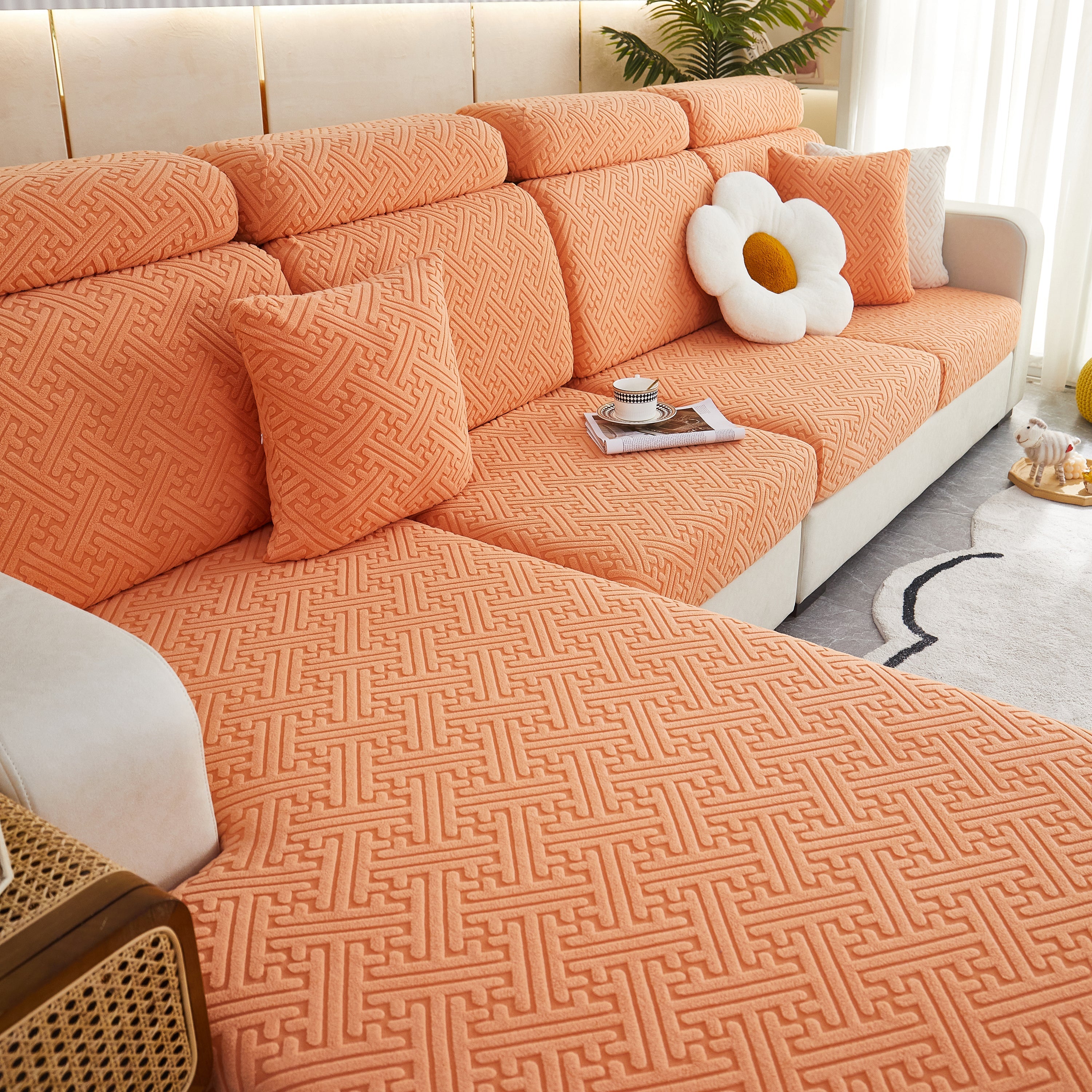 Polar Fleece Couch Cushion Covers, Stretch Sofa Seat Cushion Covers, Elastic Furniture Protector For Pets, Kid