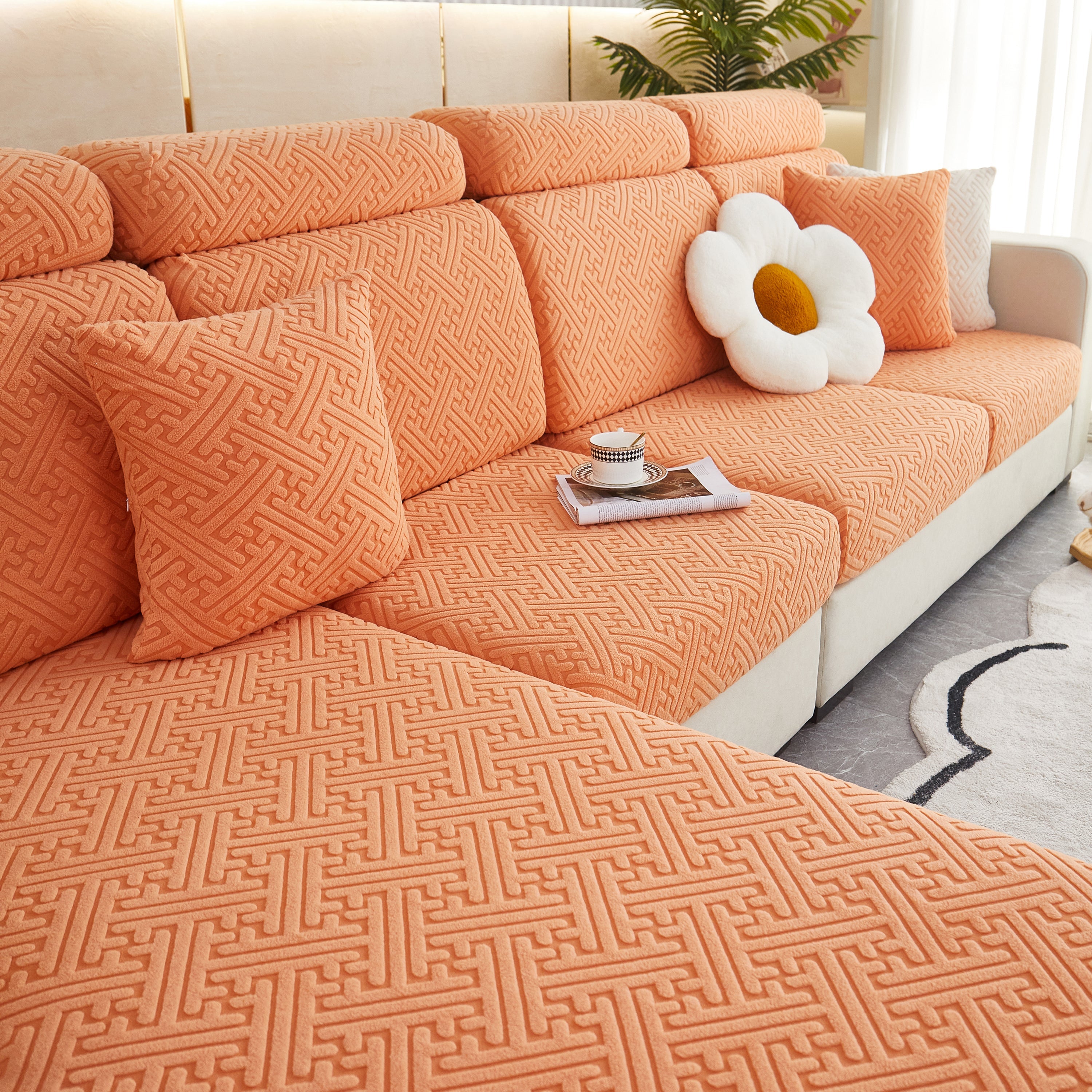 Polar Fleece Couch Cushion Covers, Stretch Sofa Seat Cushion Covers, Elastic Furniture Protector For Pets, Kid