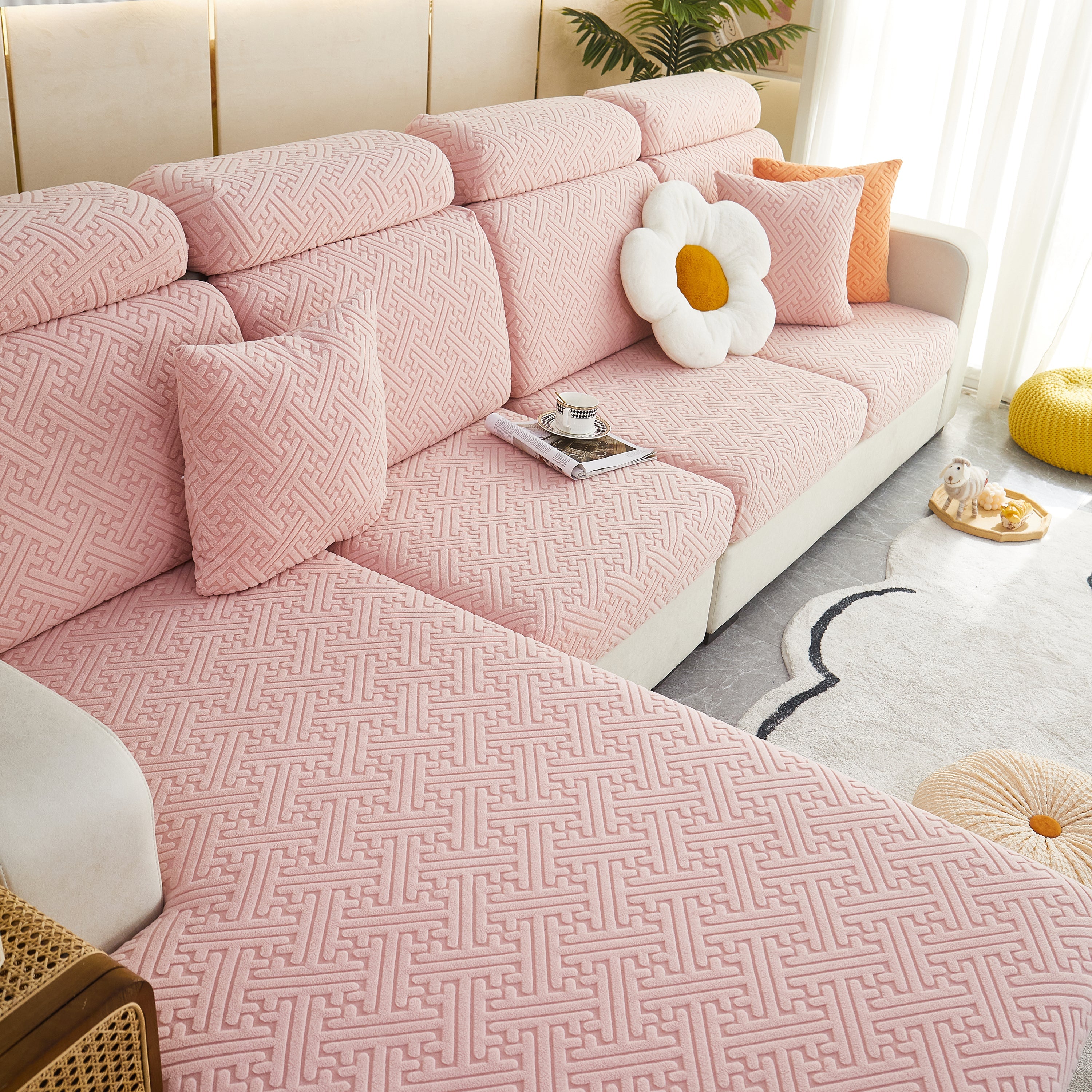Polar Fleece Couch Cushion Covers, Stretch Sofa Seat Cushion Covers, Elastic Furniture Protector For Pets, Kid