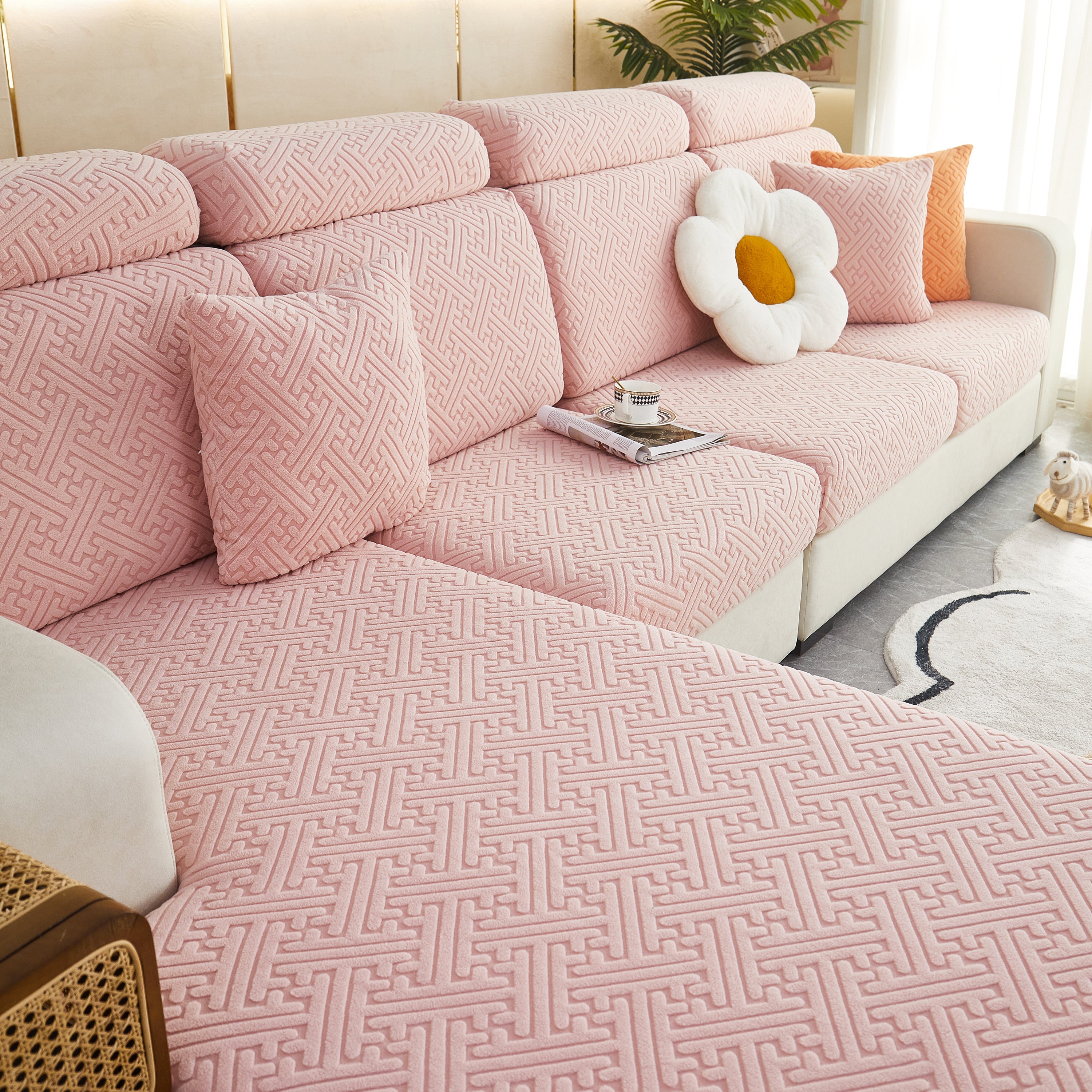 Polar Fleece Couch Cushion Covers, Stretch Sofa Seat Cushion Covers, Elastic Furniture Protector For Pets, Kid