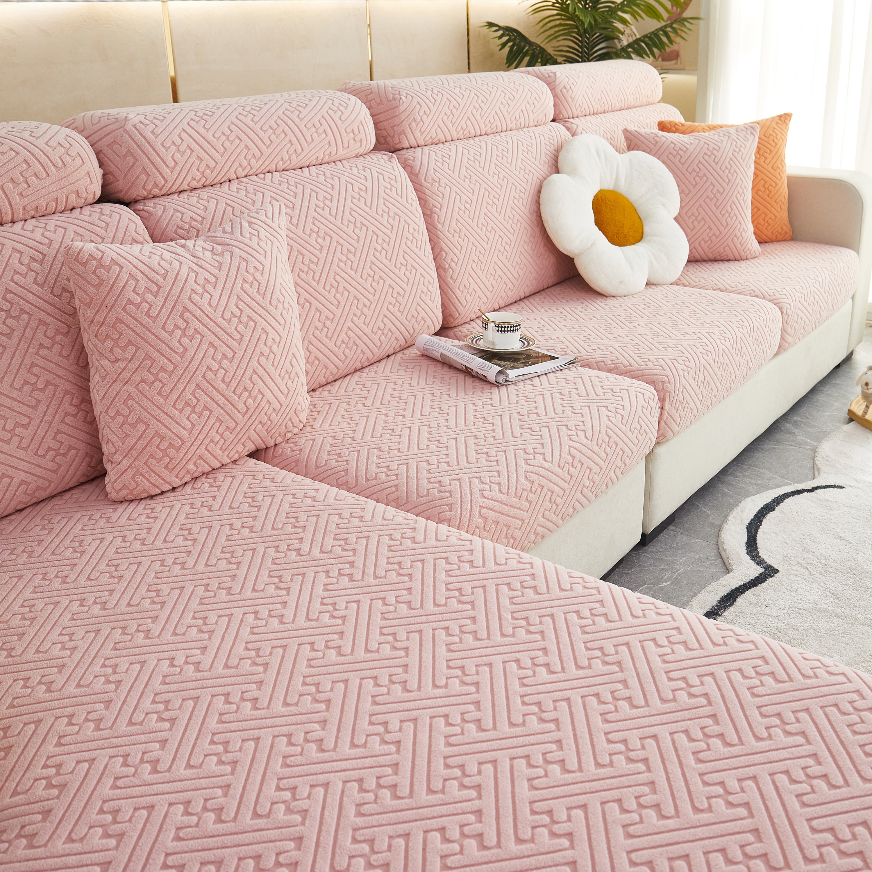Polar Fleece Couch Cushion Covers, Stretch Sofa Seat Cushion Covers, Elastic Furniture Protector For Pets, Kid