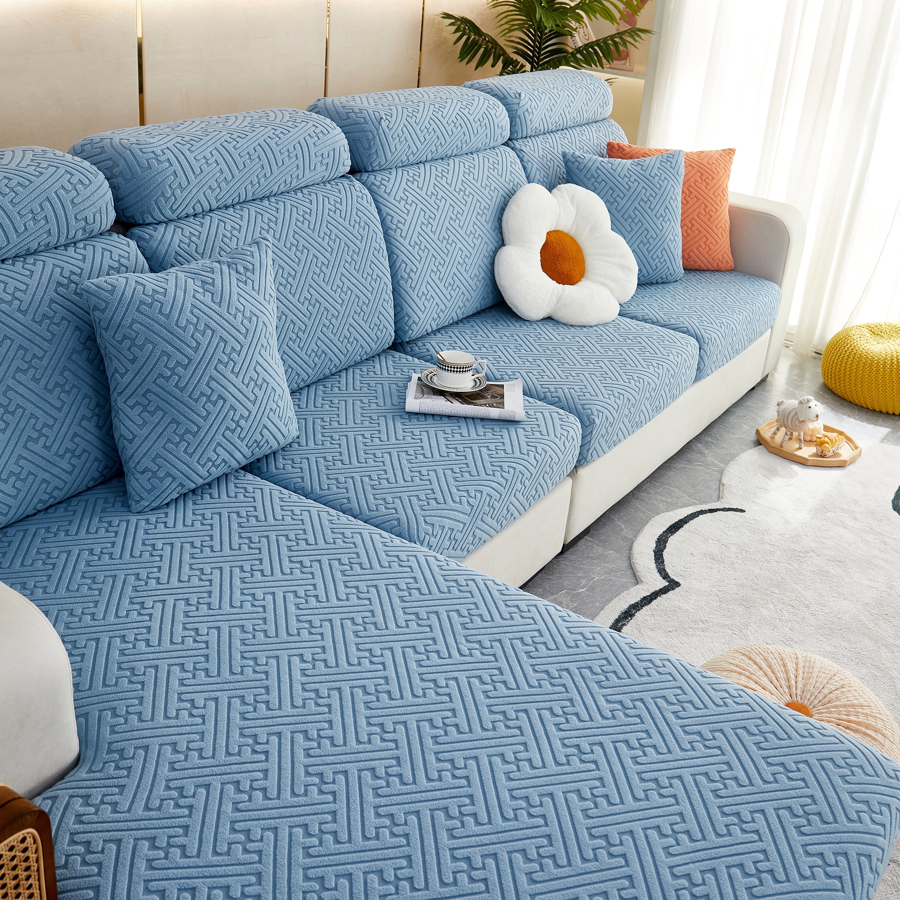 Polar Fleece Couch Cushion Covers, Stretch Sofa Seat Cushion Covers, Elastic Furniture Protector For Pets, Kid