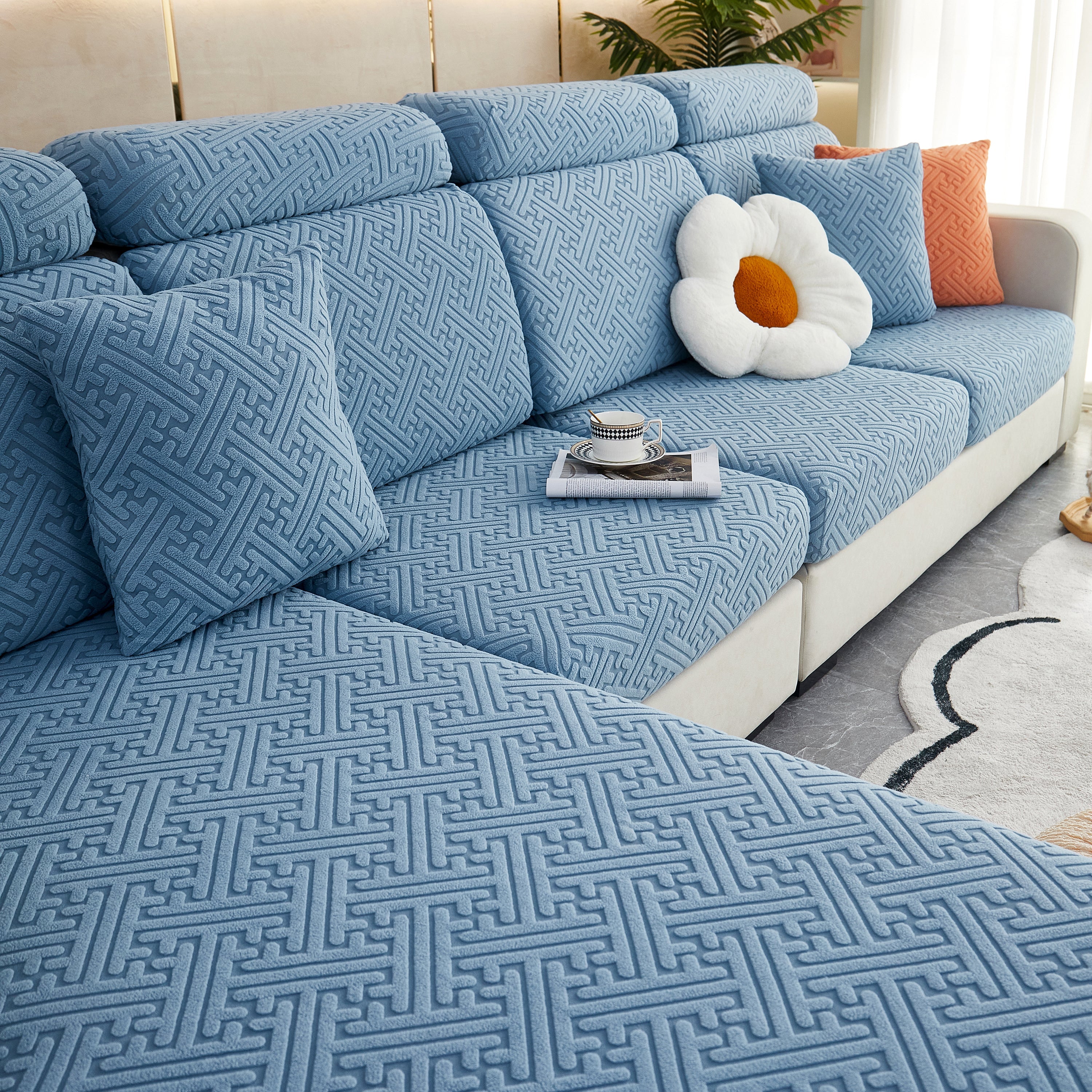 Polar Fleece Couch Cushion Covers, Stretch Sofa Seat Cushion Covers, Elastic Furniture Protector For Pets, Kid
