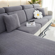 Stretchable Jacquard Polar Fleece Sofa Cover Non-slip Furniture Protector For Pets L-shaped Couch Slipcovers