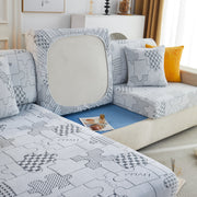 Happy Puzzle Jacquard Fleece Stretchable Cushion Cover, Non-slip L Shaped Couch Covers For Pets
