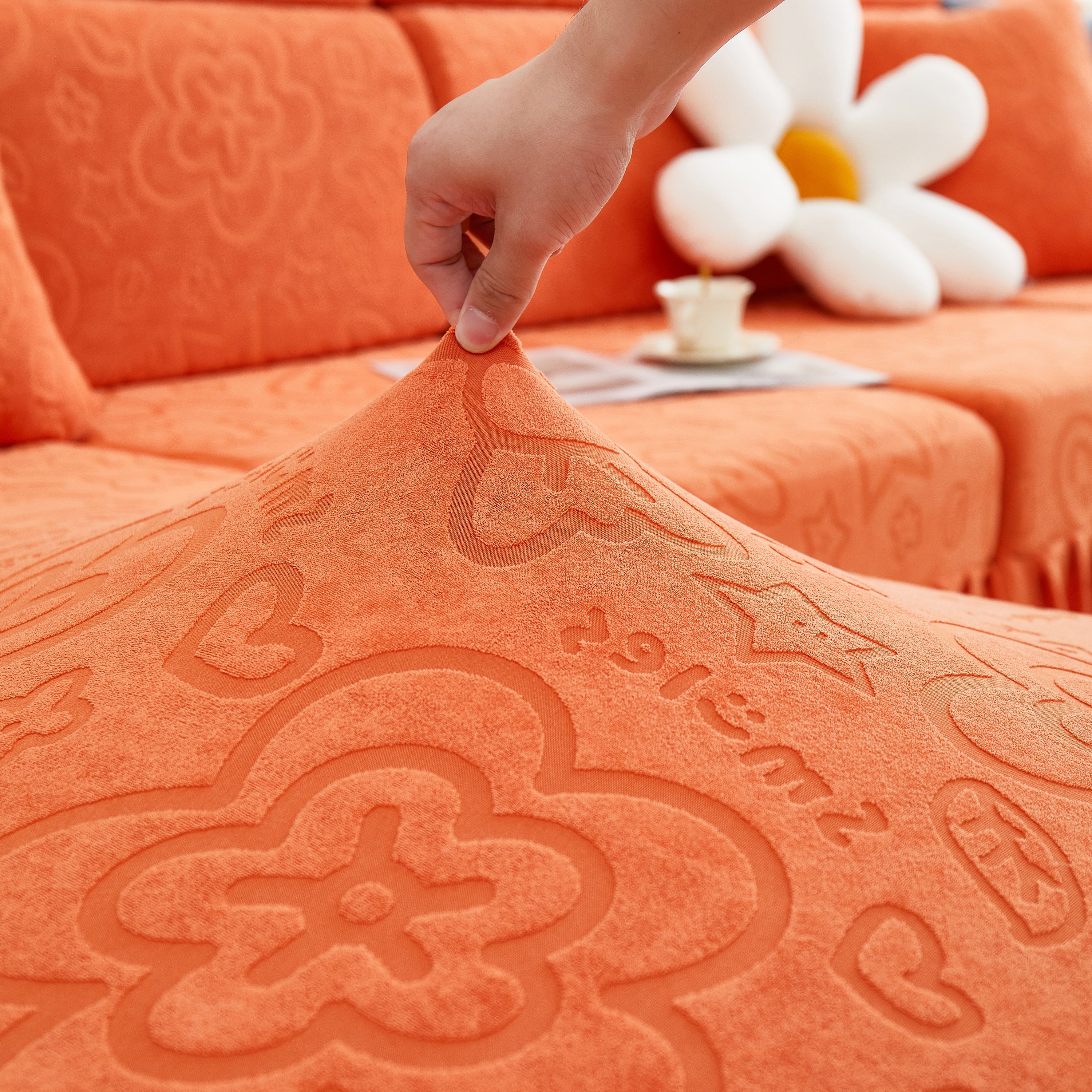 Elastic Skirted Couch Cushion Covers For 1/2/3/4-seater Sofas, Furniture Protector For Pets, Kids