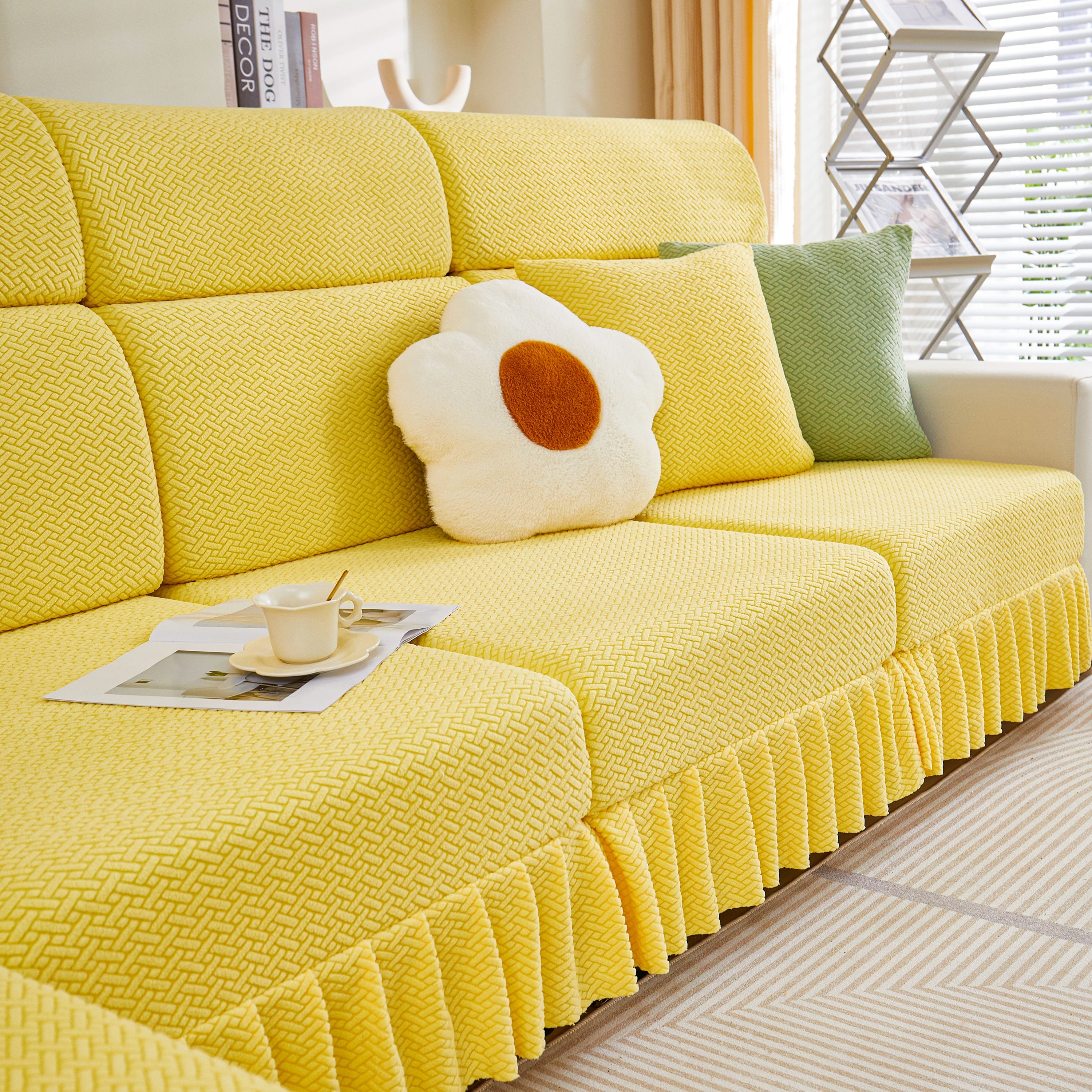 Tailored Sofa Cushion Covers Stretch Couch Seat Covers  With Skirt For Sectional Sofas