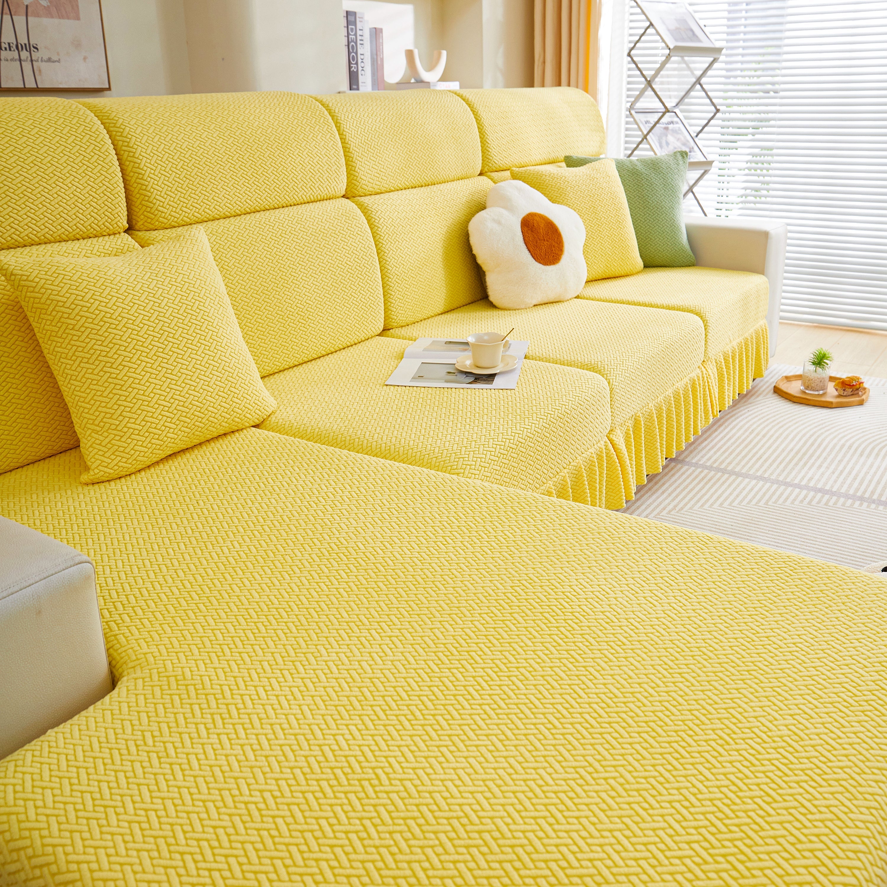 Tailored Sofa Cushion Covers Stretch Couch Seat Covers  With Skirt For Sectional Sofas