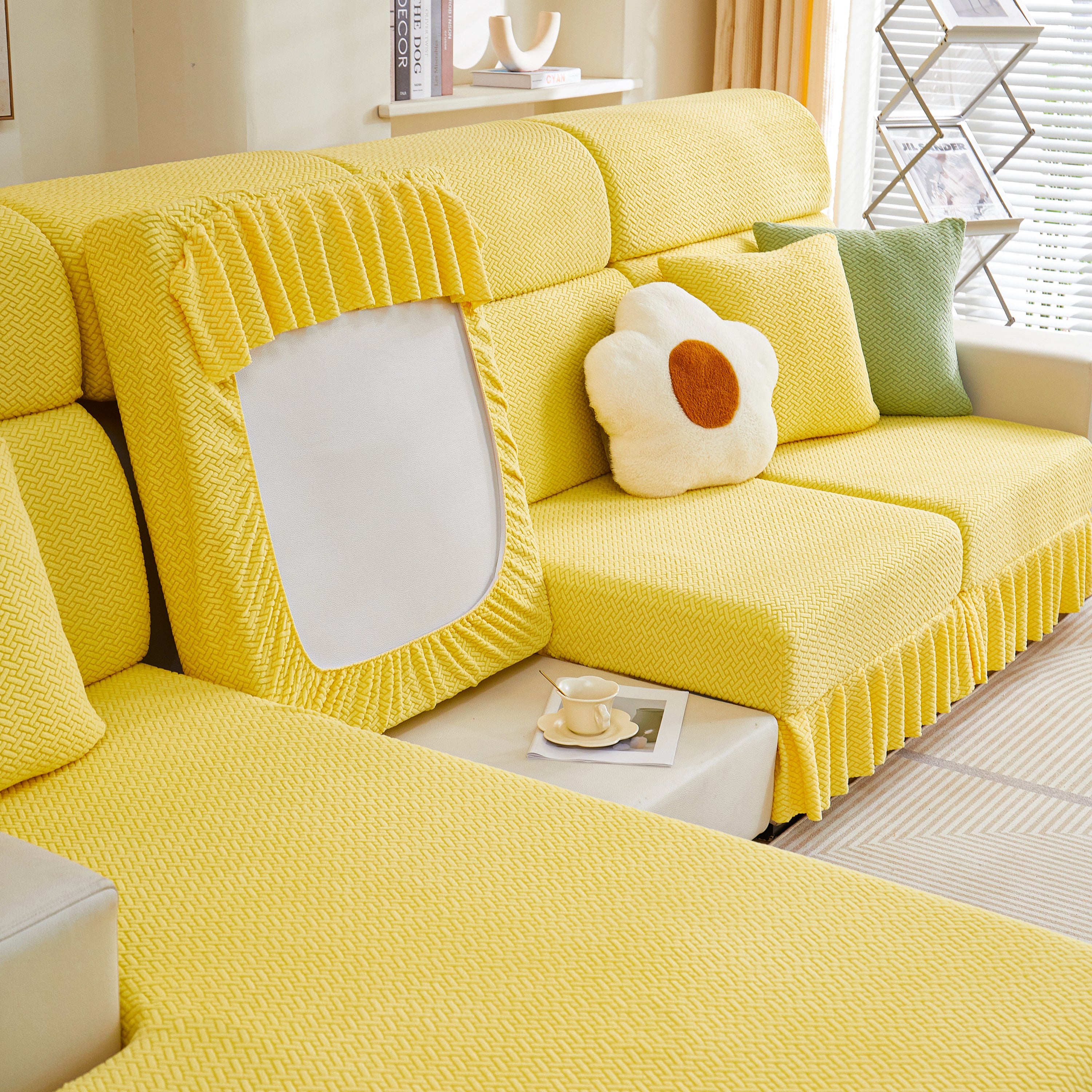 Tailored Sofa Cushion Covers Stretch Couch Seat Covers  With Skirt For Sectional Sofas