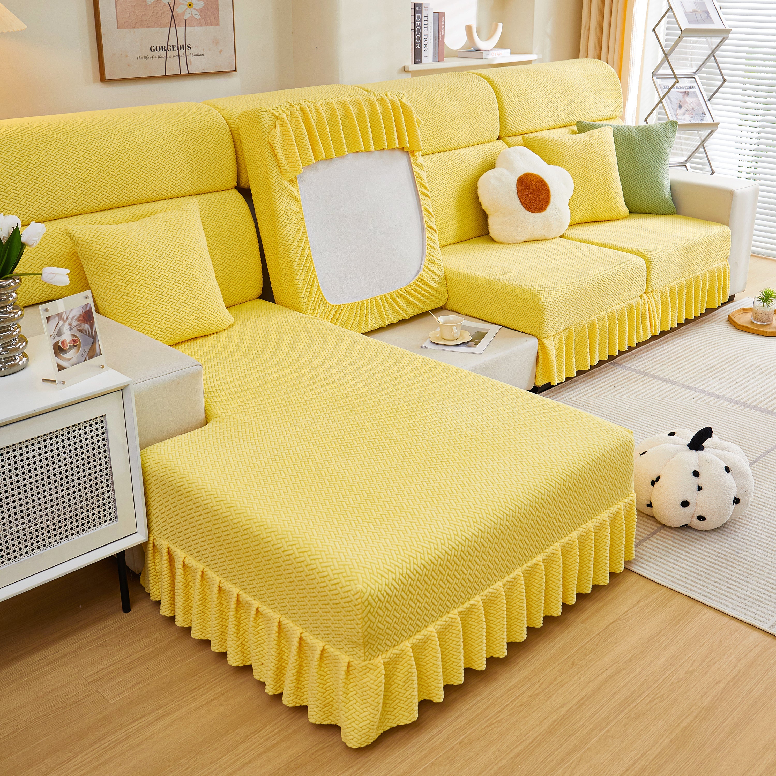 Tailored Sofa Cushion Covers Stretch Couch Seat Covers  With Skirt For Sectional Sofas
