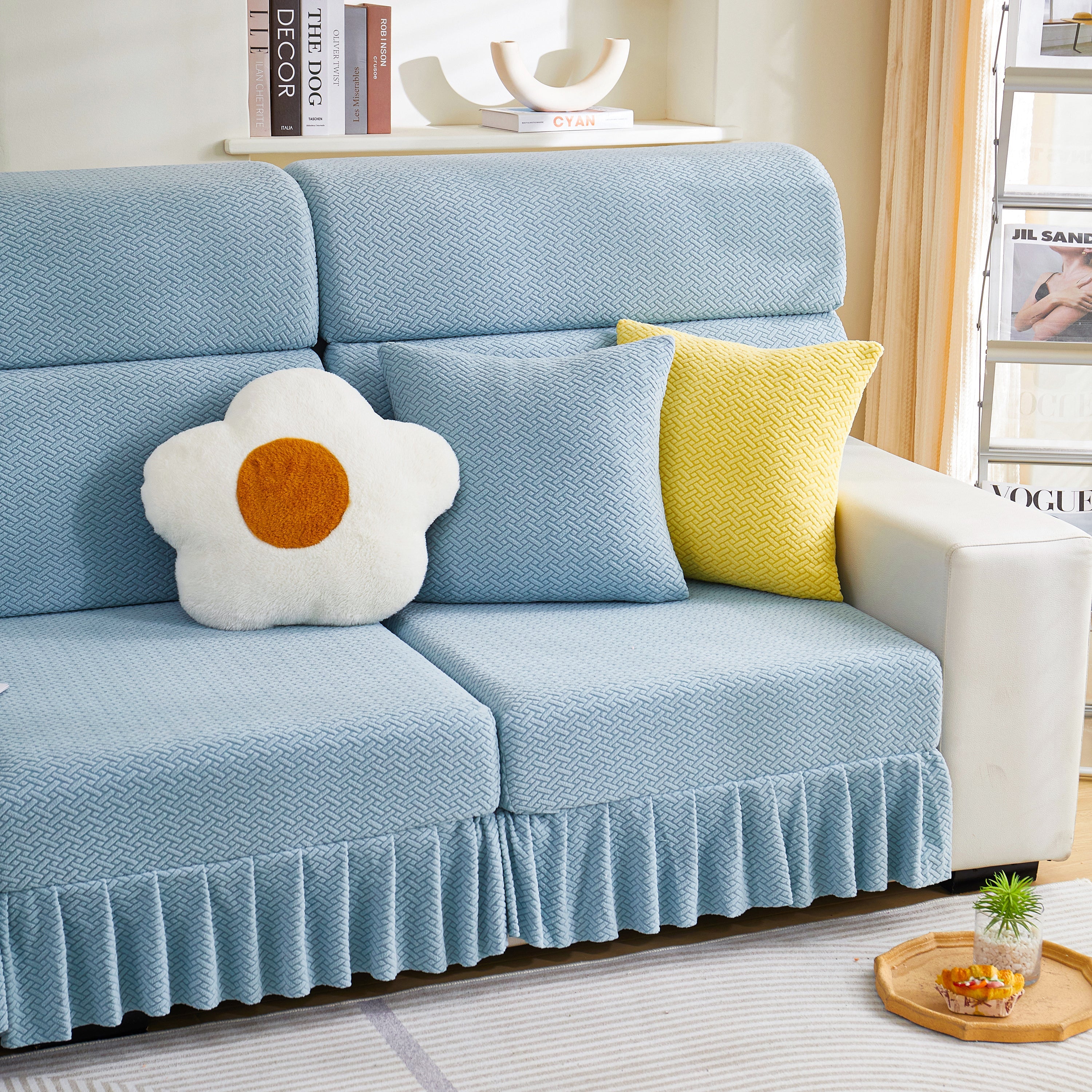 Tailored Sofa Cushion Covers Stretch Couch Seat Covers  With Skirt For Sectional Sofas