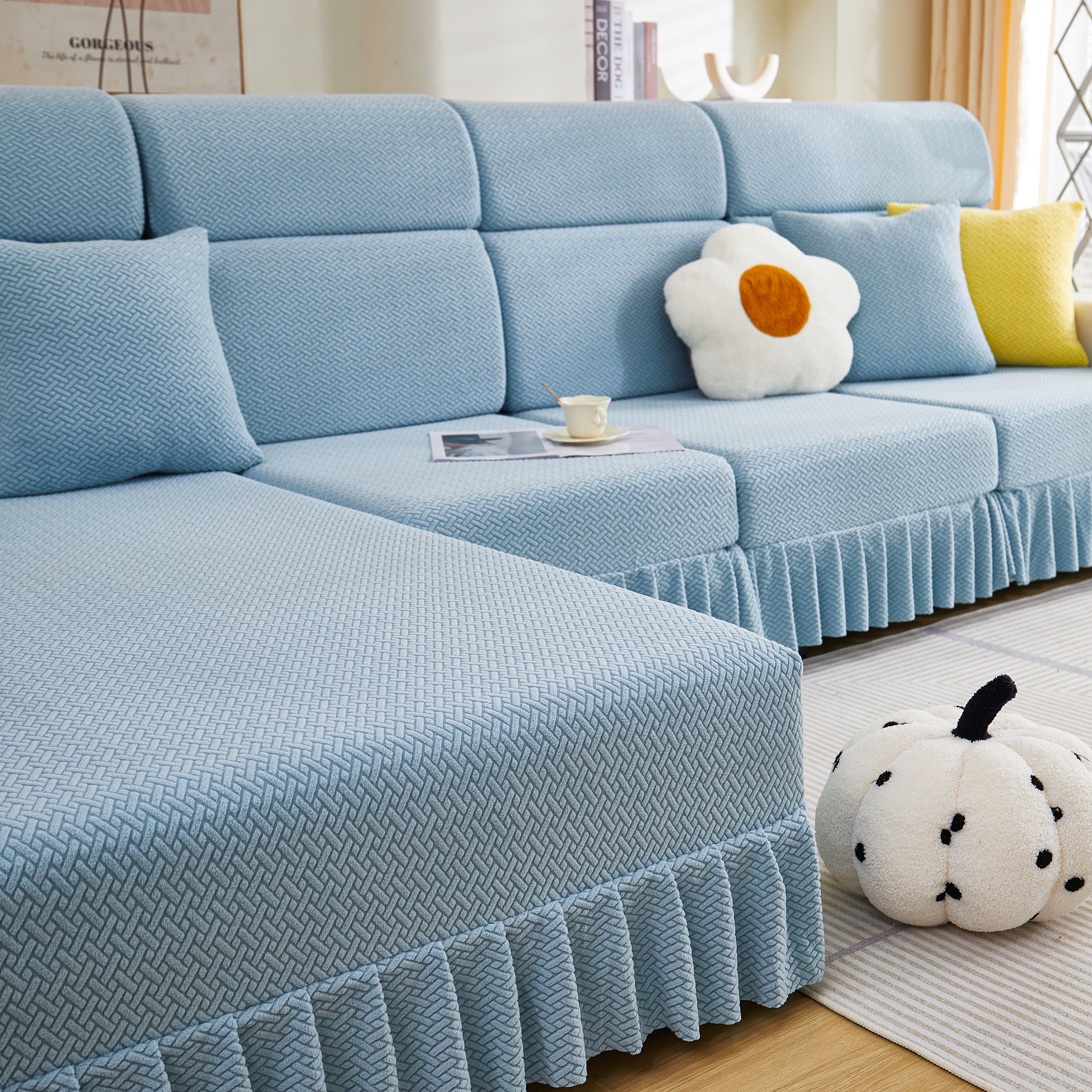 Tailored Sofa Cushion Covers Stretch Couch Seat Covers  With Skirt For Sectional Sofas