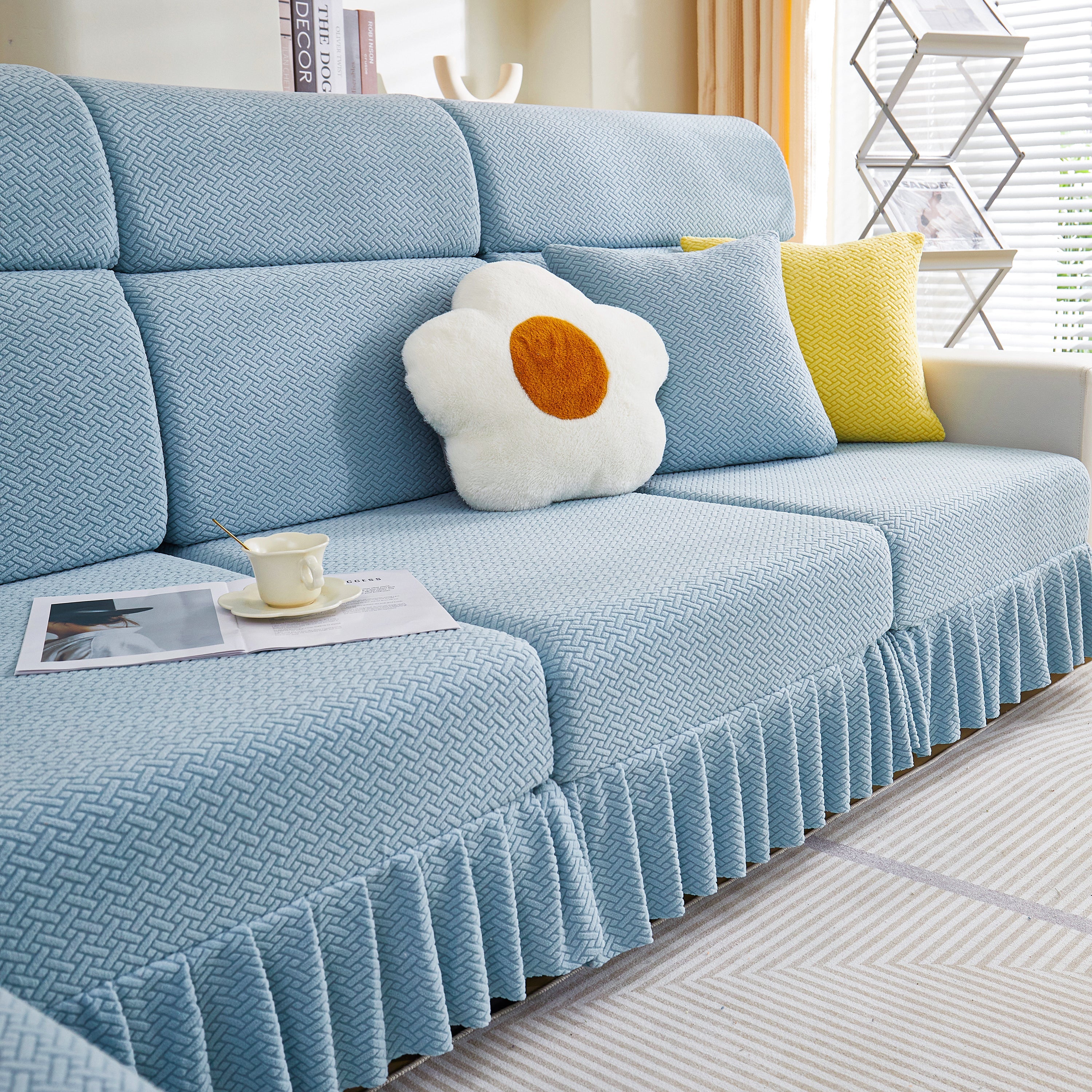Tailored Sofa Cushion Covers Stretch Couch Seat Covers  With Skirt For Sectional Sofas