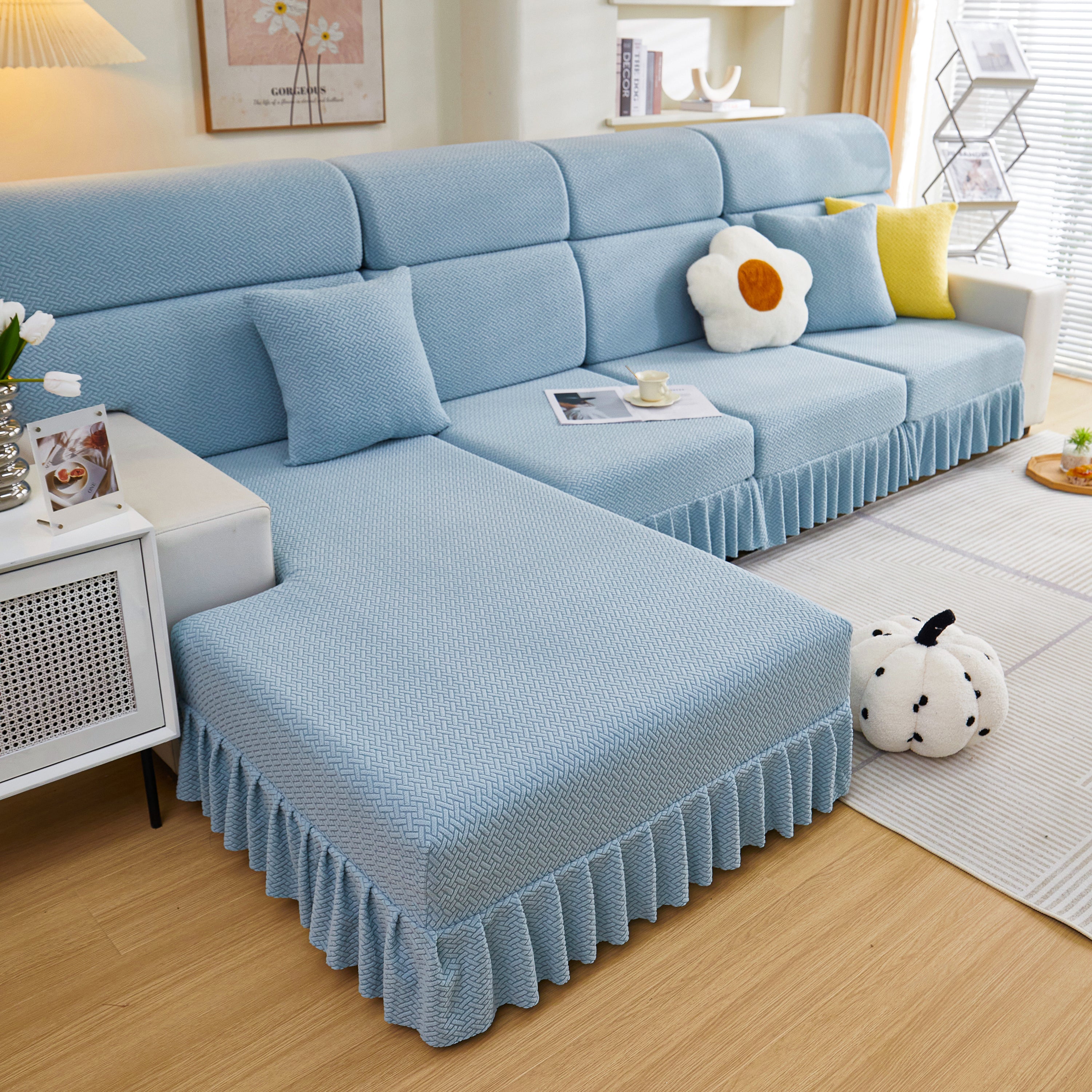 Tailored Sofa Cushion Covers Stretch Couch Seat Covers  With Skirt For Sectional Sofas